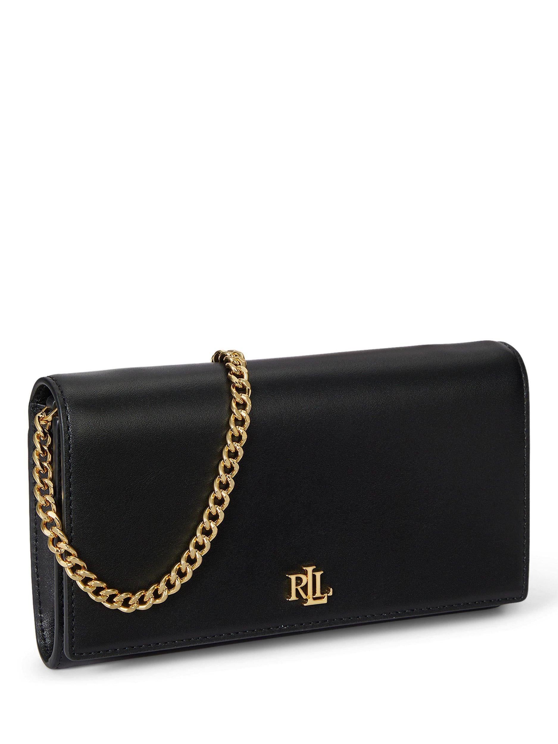 Lauren Ralph Lauren full-grain leather clutch bag with chain strap (British brand)