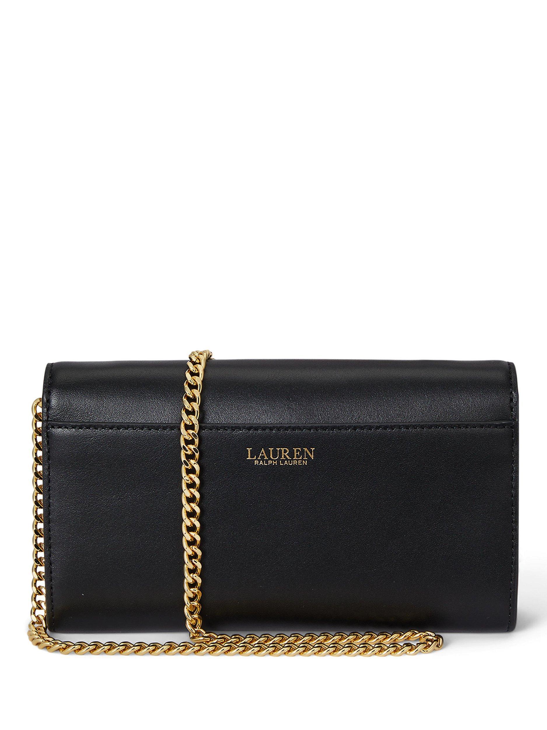 Lauren Ralph Lauren full-grain leather clutch bag with chain strap (British brand)