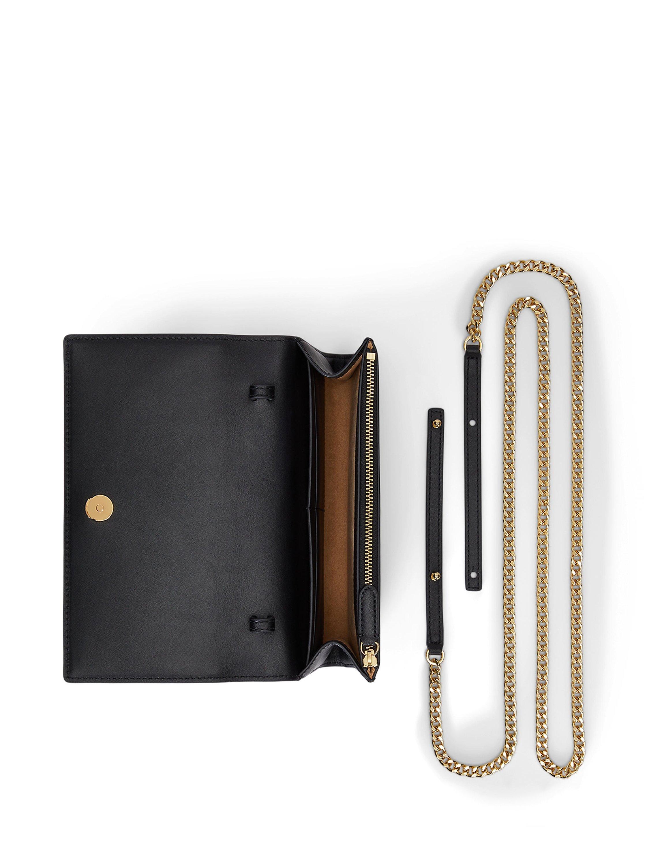 Lauren Ralph Lauren full-grain leather clutch bag with chain strap (British brand)