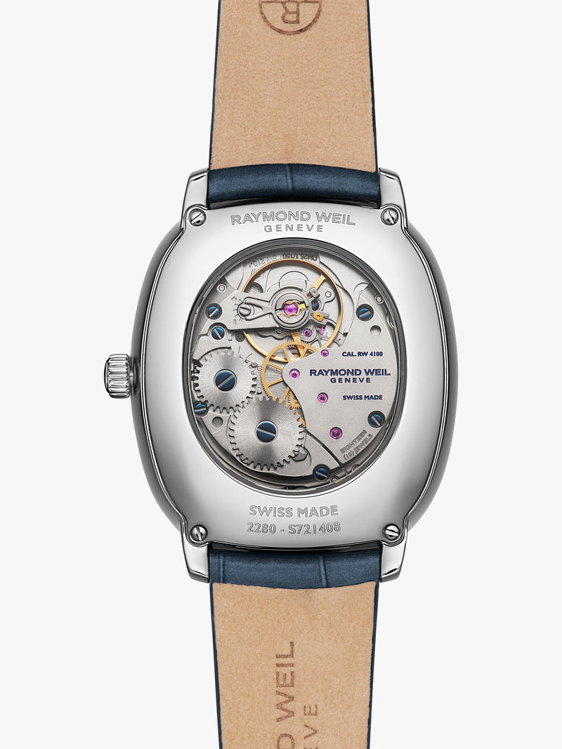Raymond Weil Toccata Heritage mechanical watch blue dial leather strap, imported from the UK