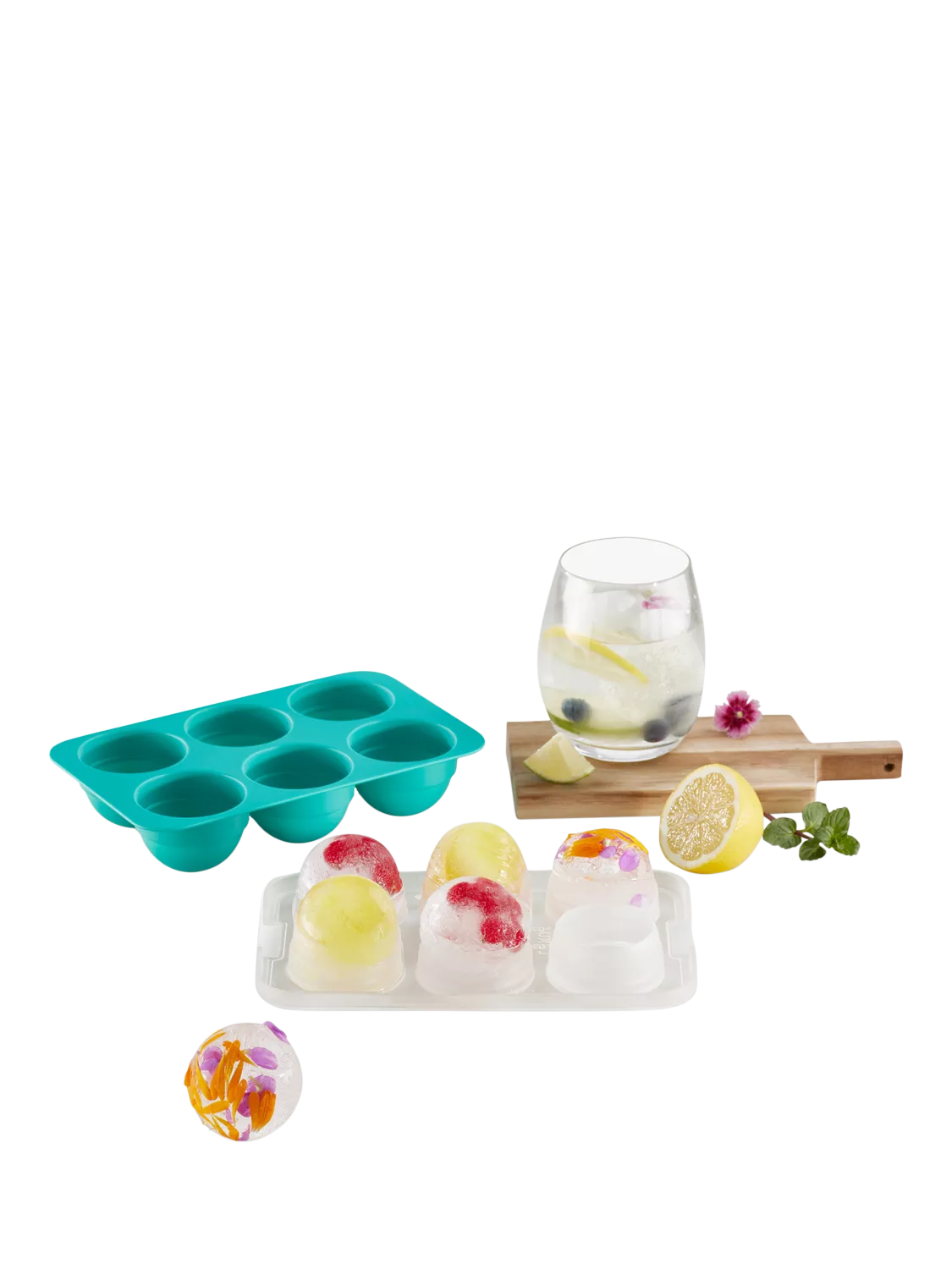 Lékué silicone XL sphere ice cube tray with lid, imported from the UK