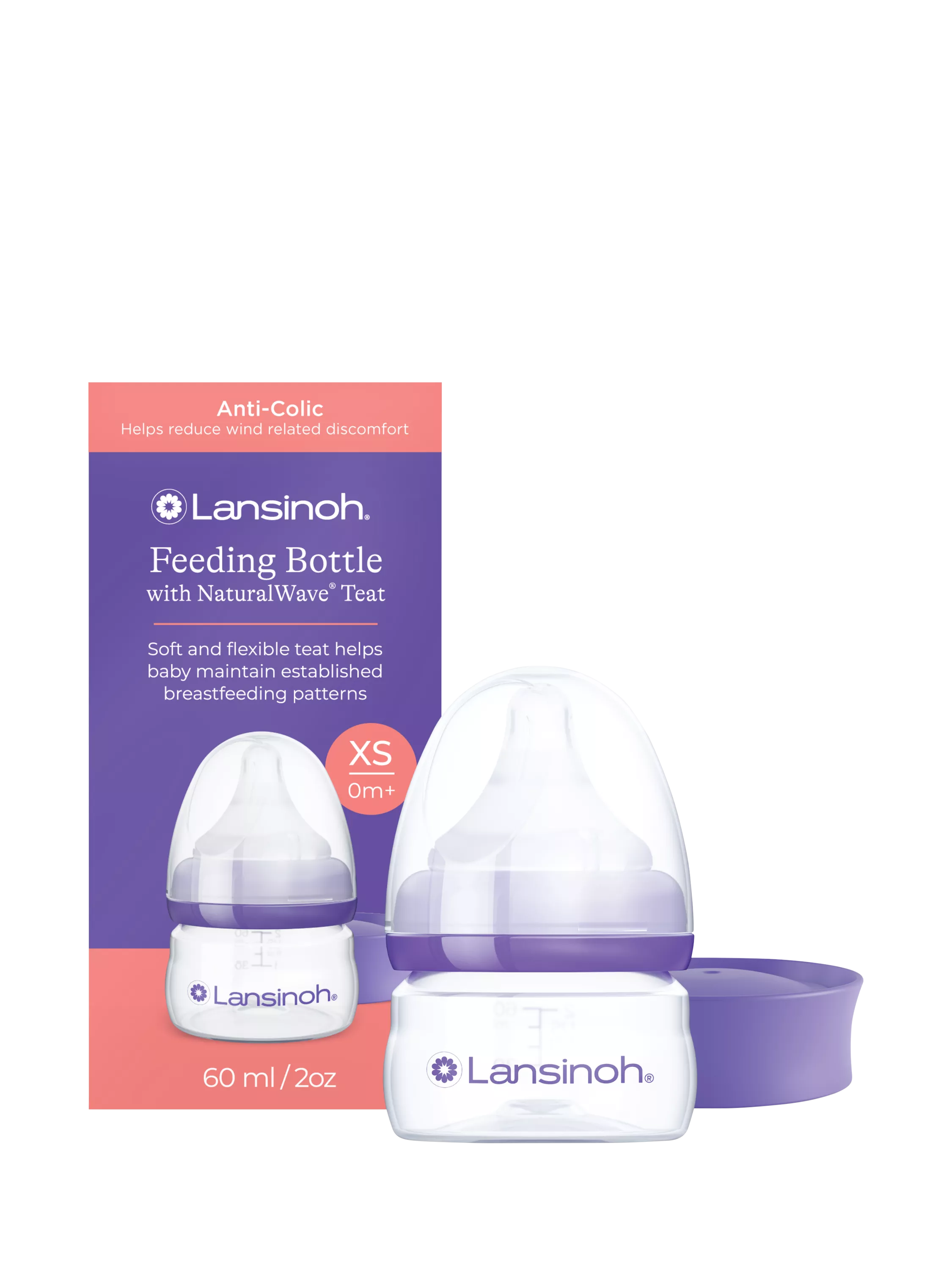 Lansinoh NaturalWave baby bottle 60ml, UK version
