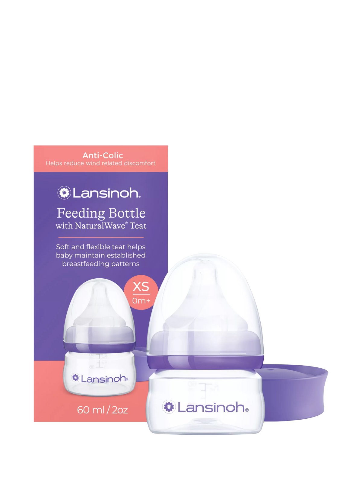 Lansinoh NaturalWave baby bottle 60ml, UK version