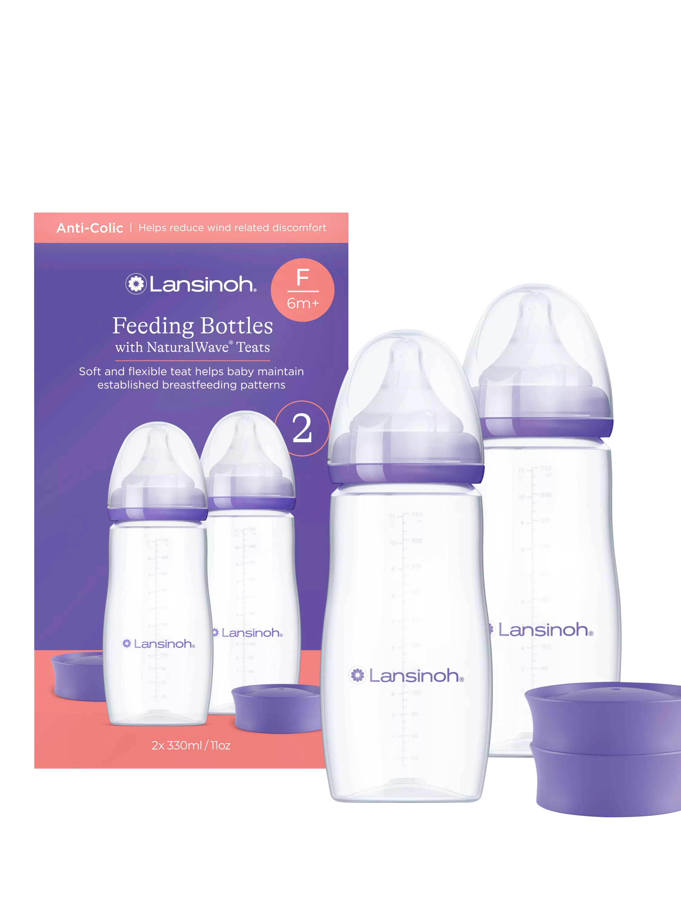Lansinoh NaturalWave baby bottles 330ml pack of 2 - British product