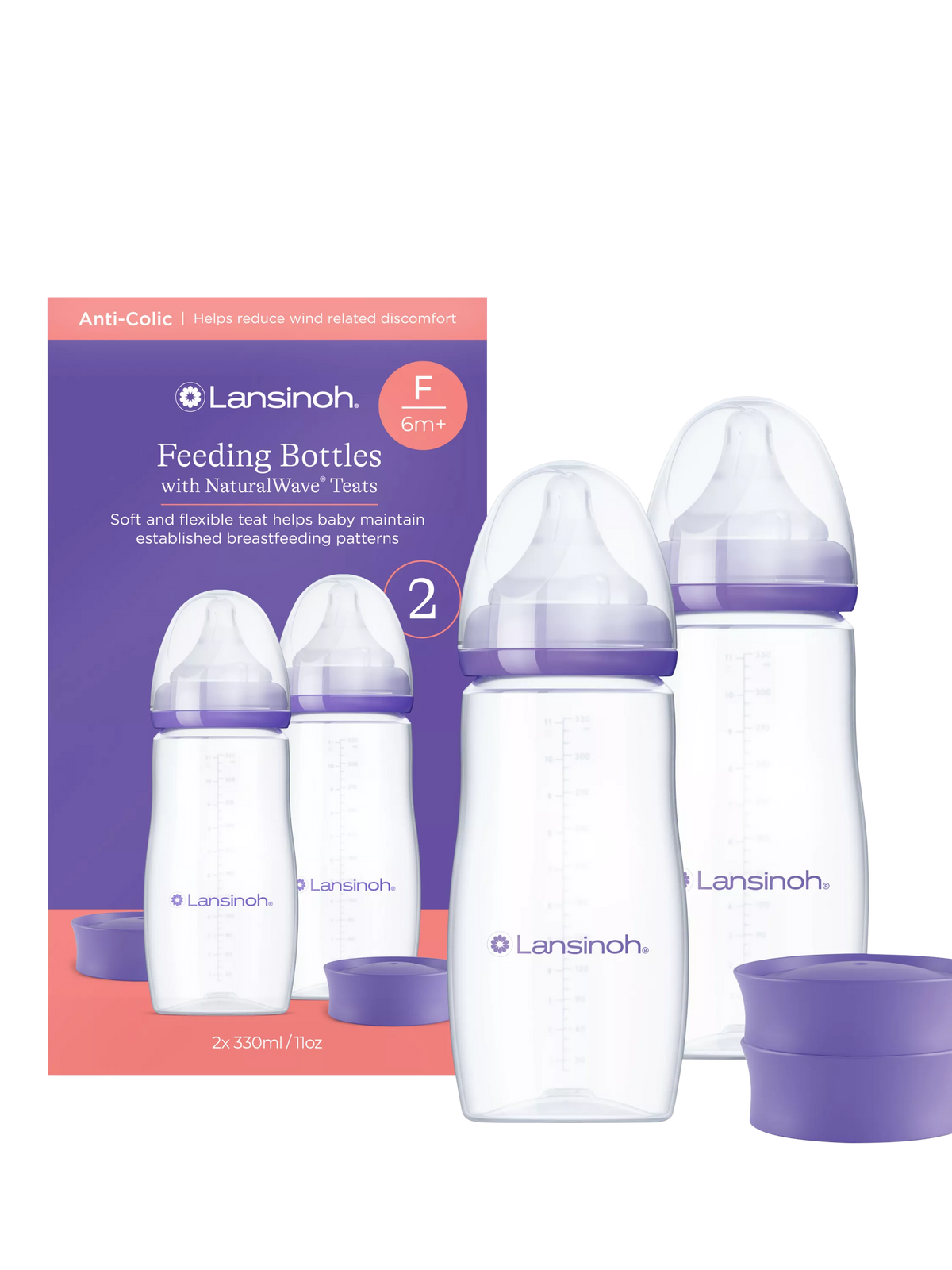 Lansinoh NaturalWave baby bottles 330ml pack of 2 - British product
