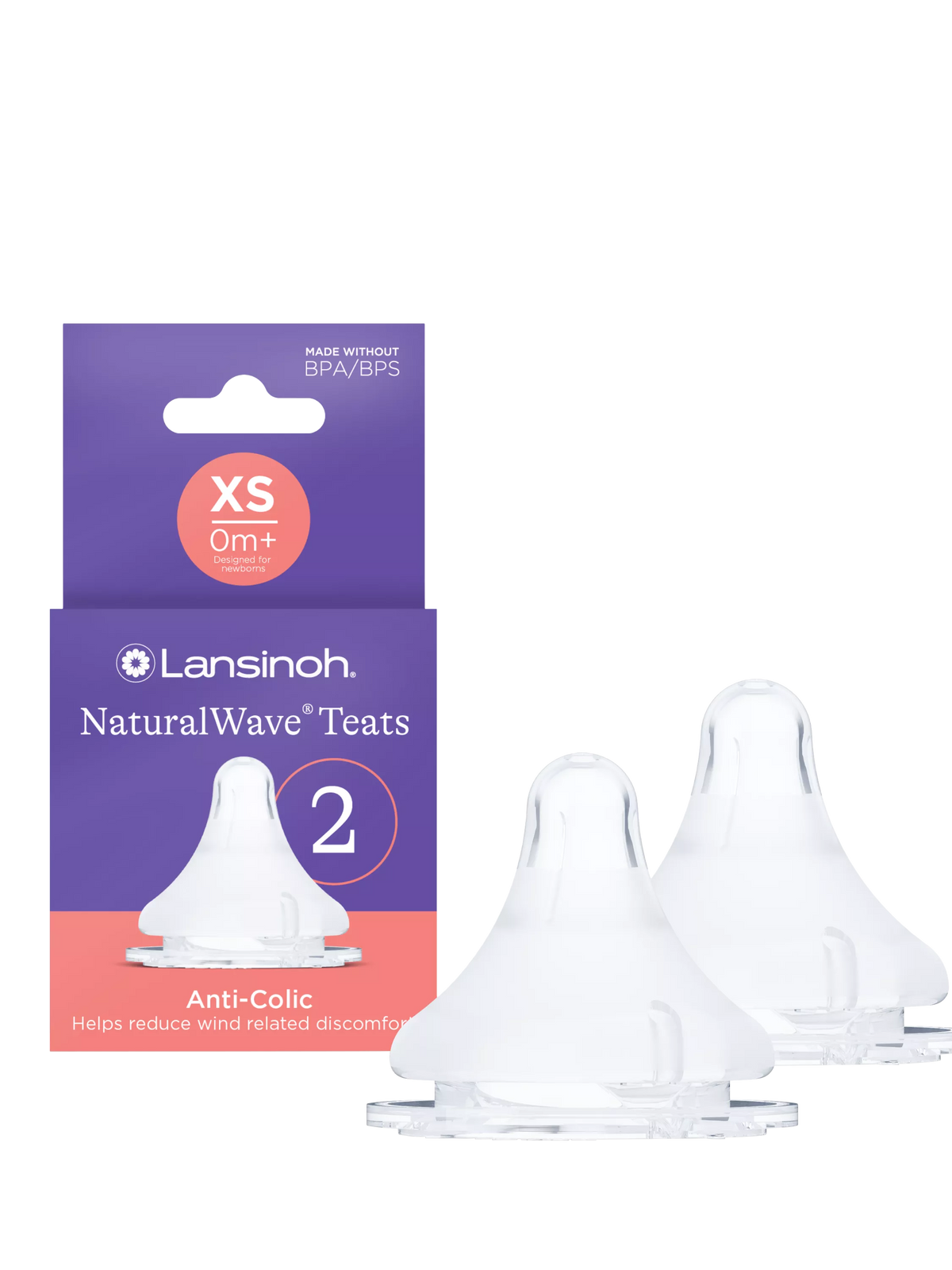 Lansinoh NaturalWave XS teats pack of 2, imported from the UK