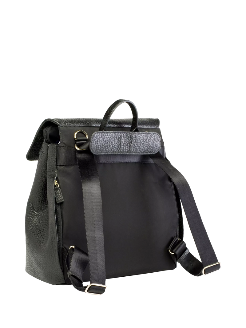 Storksak St James leather changing bag black, imported from the UK