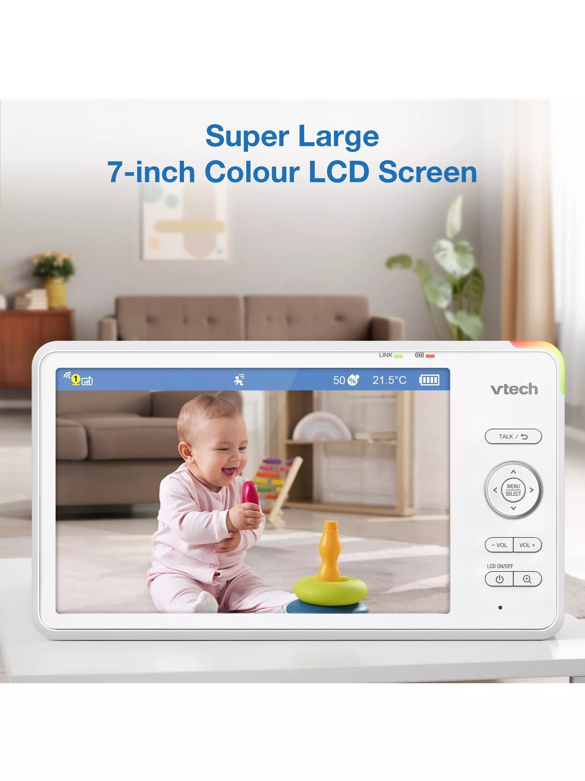 VTech 7 inch smart video baby monitor HD with night vision, UK version