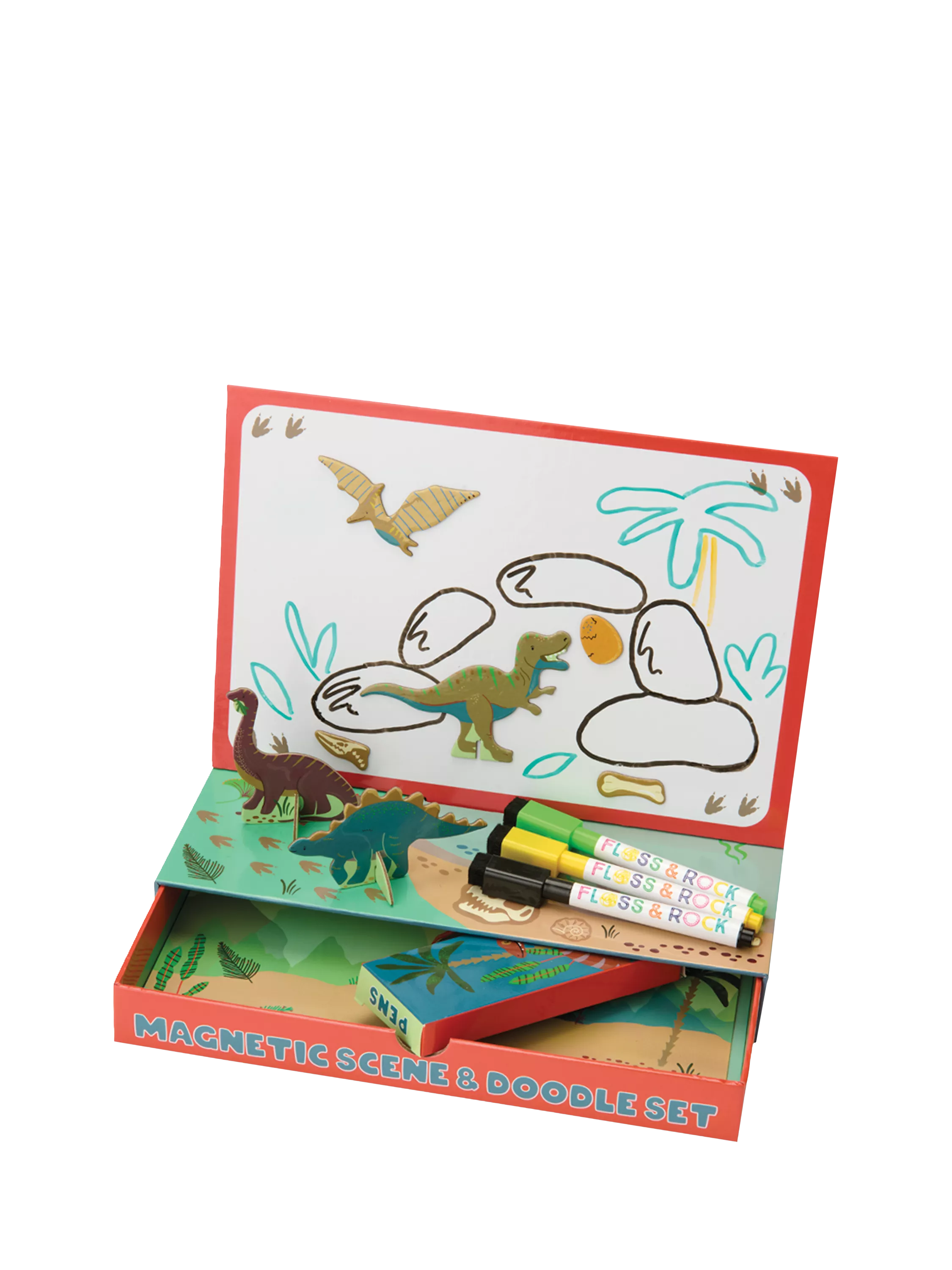 Floss & Rock Dino magnetic scene and doodle set - British product