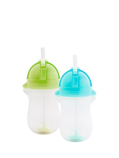 John Lewis Munchkin Click Lock Tip & Sip Weighted Straw Trainer Cup Pack of 2 Blue/Green 10oz- Buy online at McGrocer