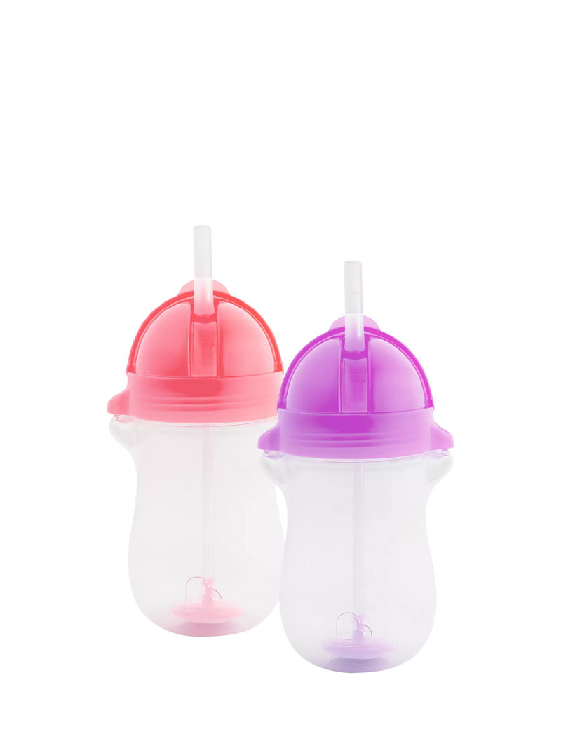 Munchkin weighted straw trainer cup pack of 2 pink purple 10oz (British brand)