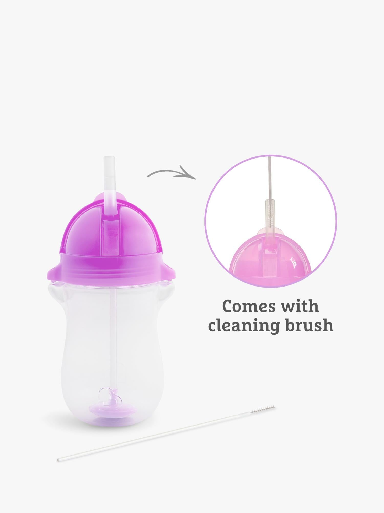 Munchkin weighted straw trainer cup pack of 2 pink purple 10oz (British brand)
