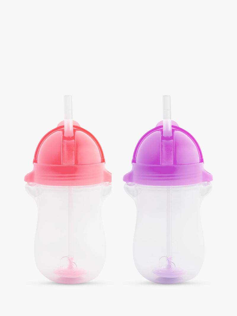 Munchkin weighted straw trainer cup pack of 2 pink purple 10oz (British brand)