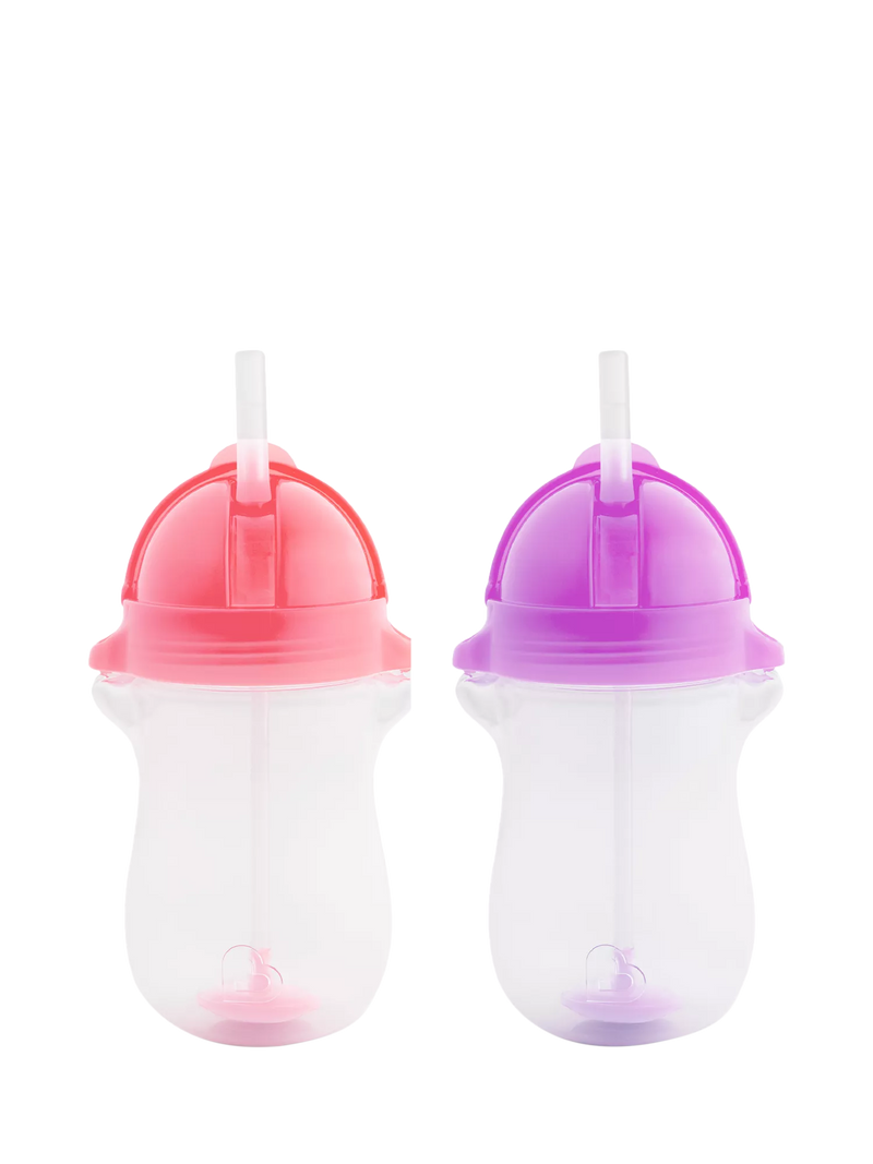 Munchkin weighted straw trainer cup pack of 2 pink purple 10oz (British brand)