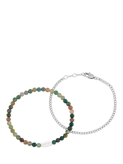 John Lewis BARTLETT LONDON Men's Agate Duo Bracelet Set Silver- Buy online at McGrocer