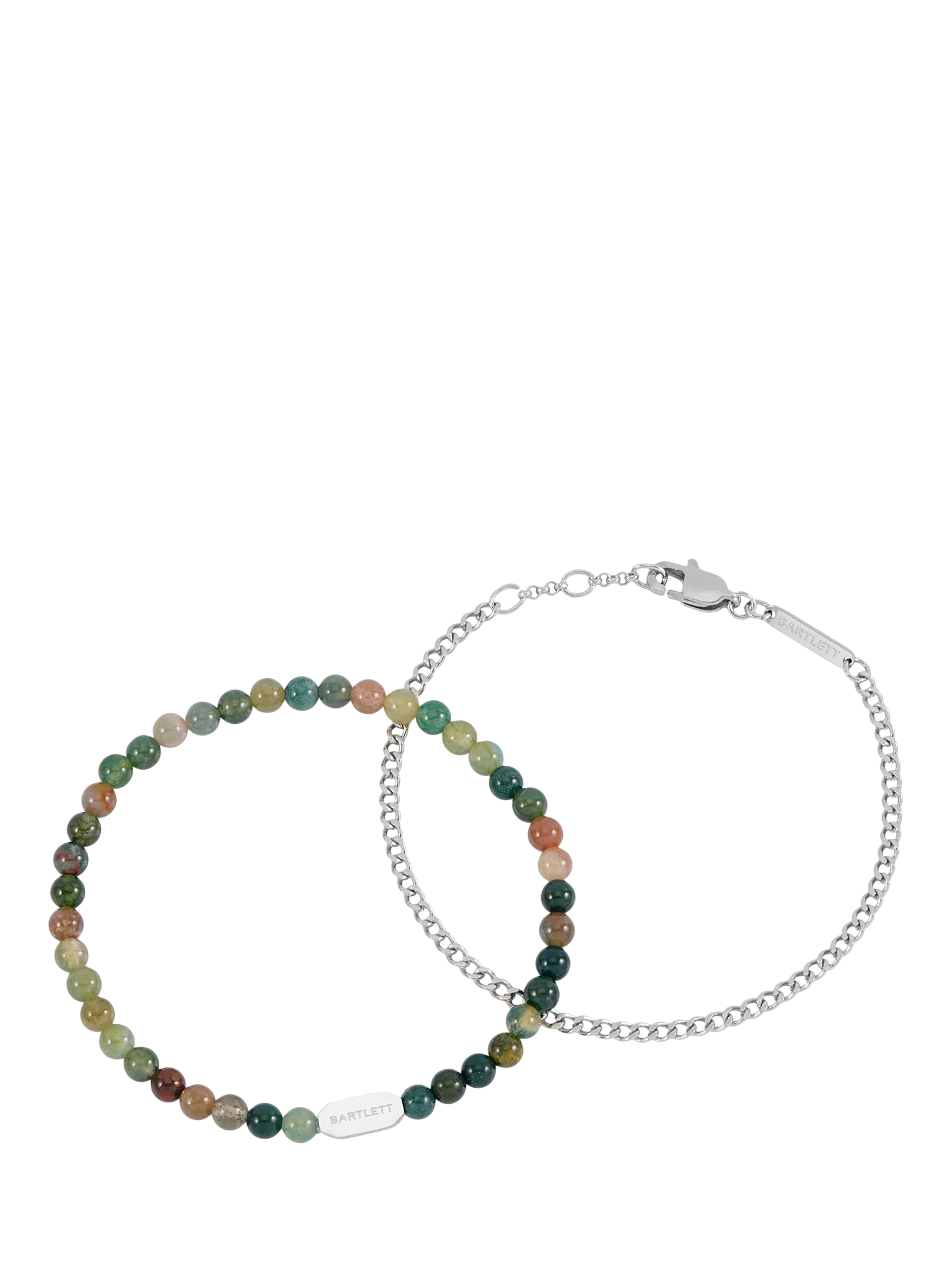 BARTLETT LONDON men's duo bracelet set silver, imported from the UK