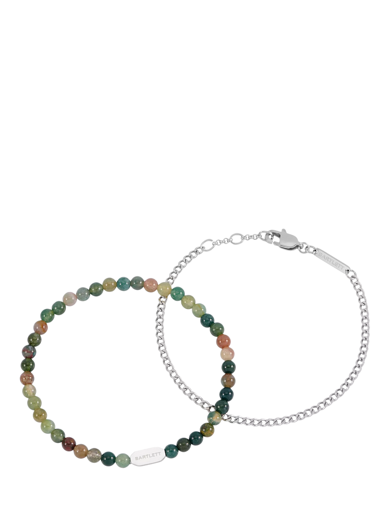 BARTLETT LONDON men's duo bracelet set silver, imported from the UK