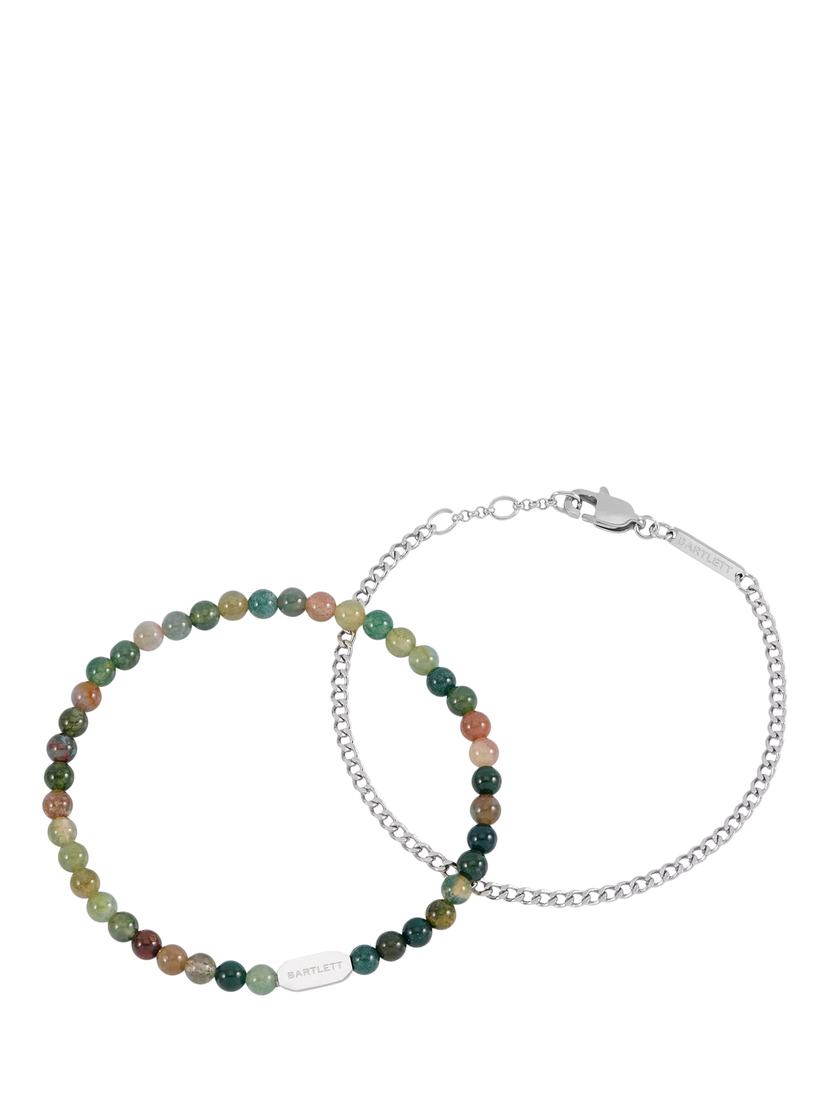 BARTLETT LONDON men's duo bracelet set silver, imported from the UK