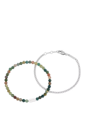 BARTLETT LONDON men's duo bracelet set silver, imported from the UK