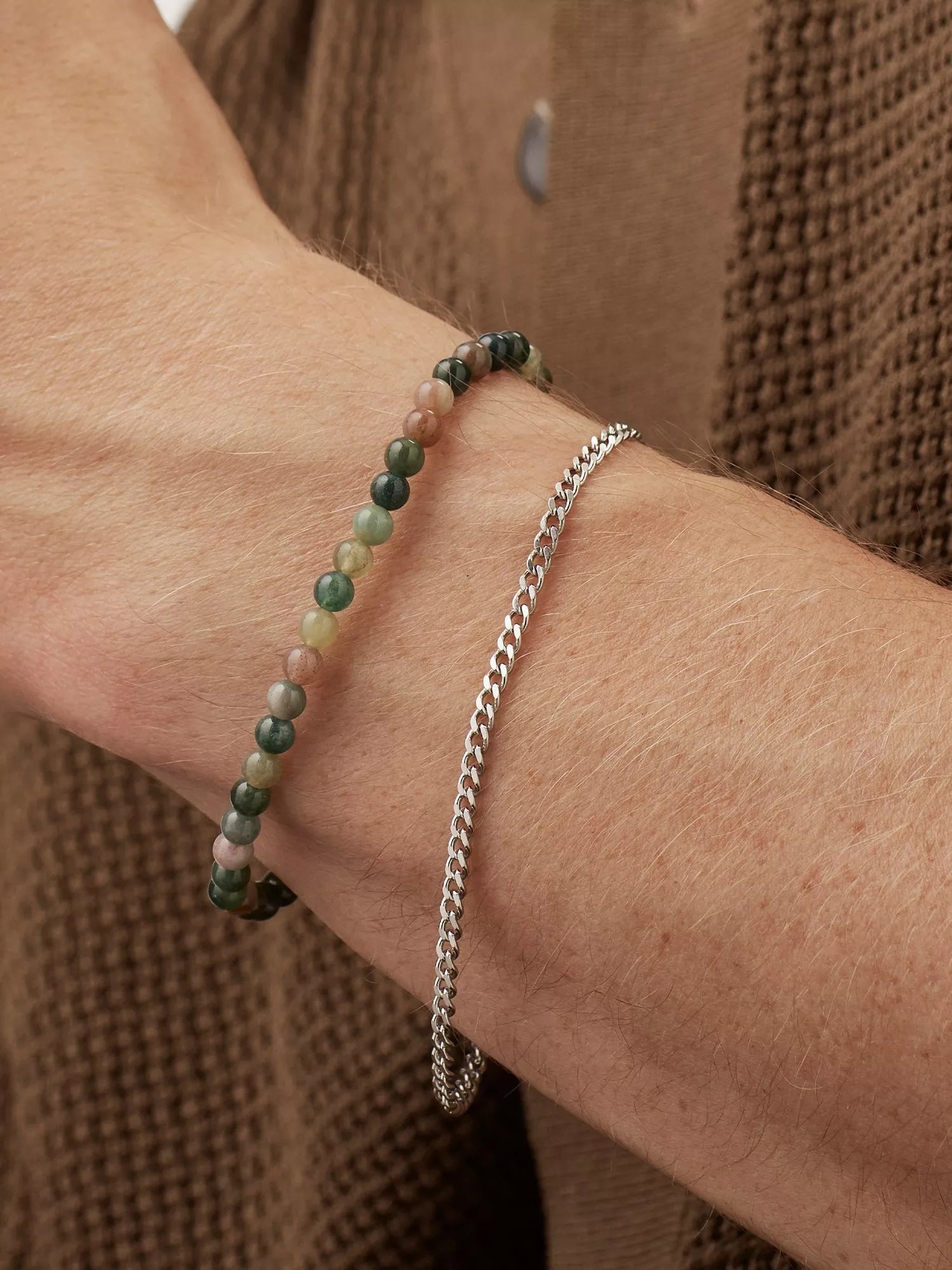 BARTLETT LONDON men's duo bracelet set silver, imported from the UK