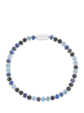 BARTLETT LONDON silver plated beaded bracelet blue silver 19cm, UK version