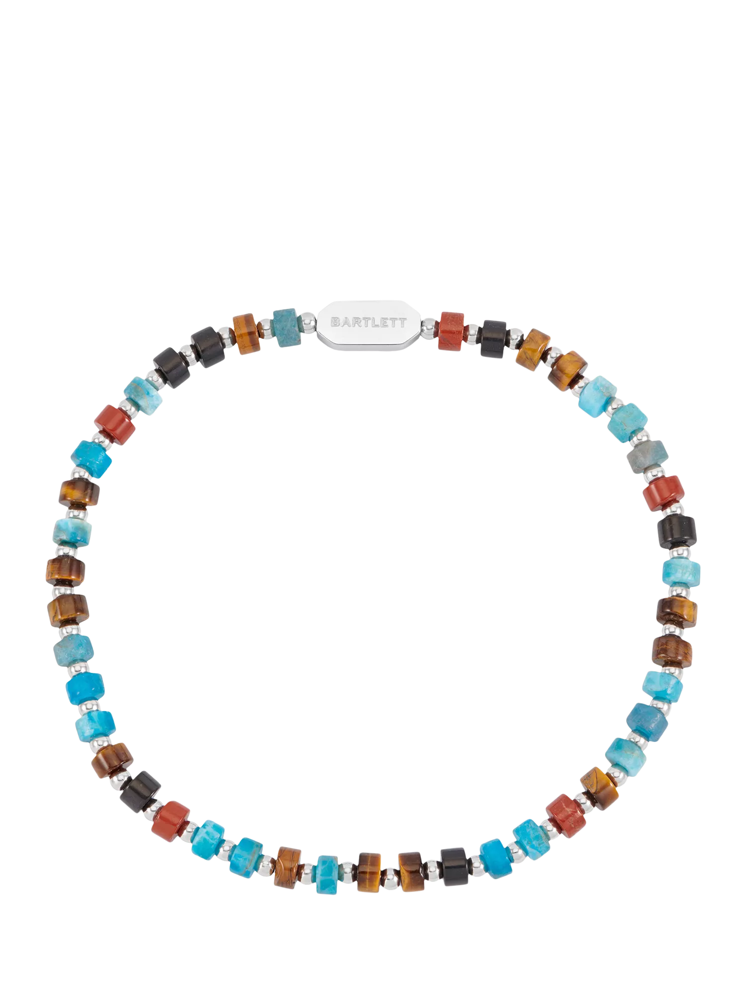 BARTLETT LONDON Gemstone Rondelle Stretch Bracelet Silver, imported from the UK