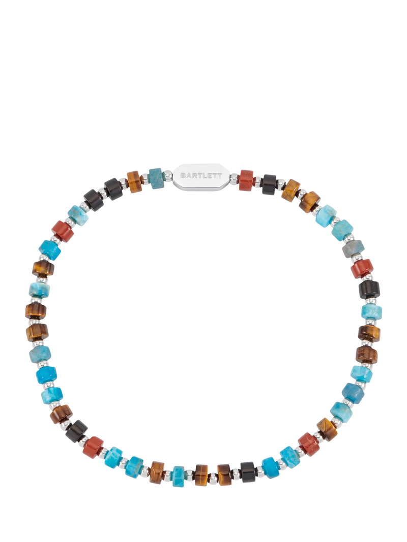 BARTLETT LONDON Gemstone Rondelle Stretch Bracelet Silver, imported from the UK