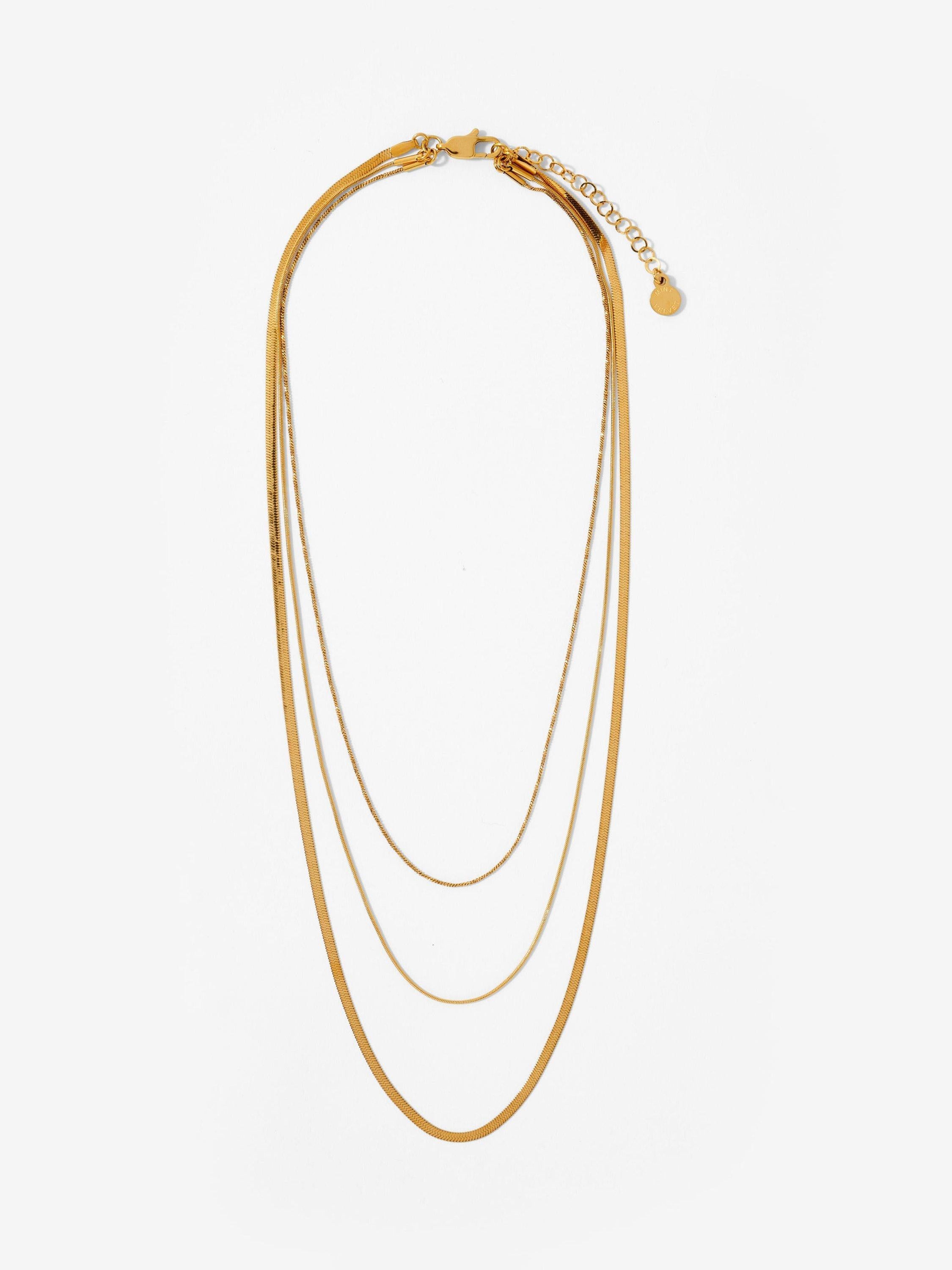 Mint Velvet triple chain layered gold necklace, UK version