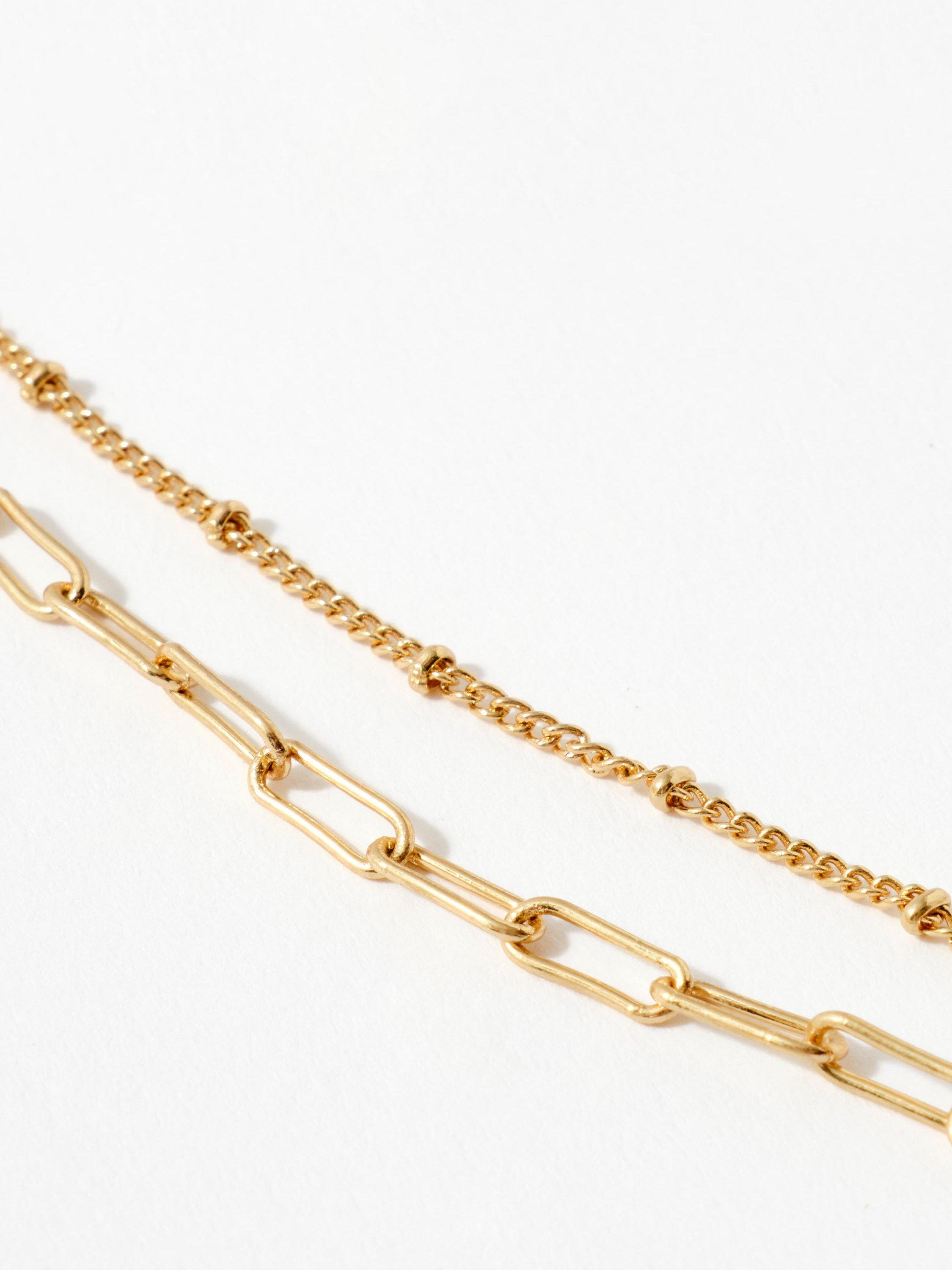 Mint Velvet Resin Pendant Layered Necklace Gold 42cm - British product
