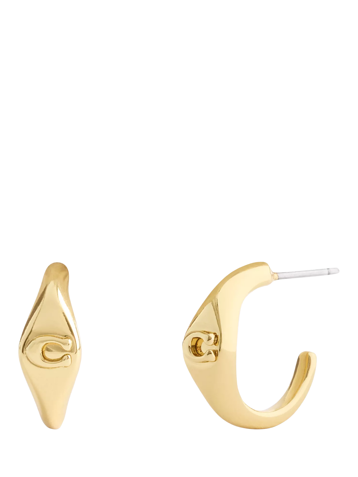 Coach Signature C open huggie hoop earrings shiny gold, imported from the UK