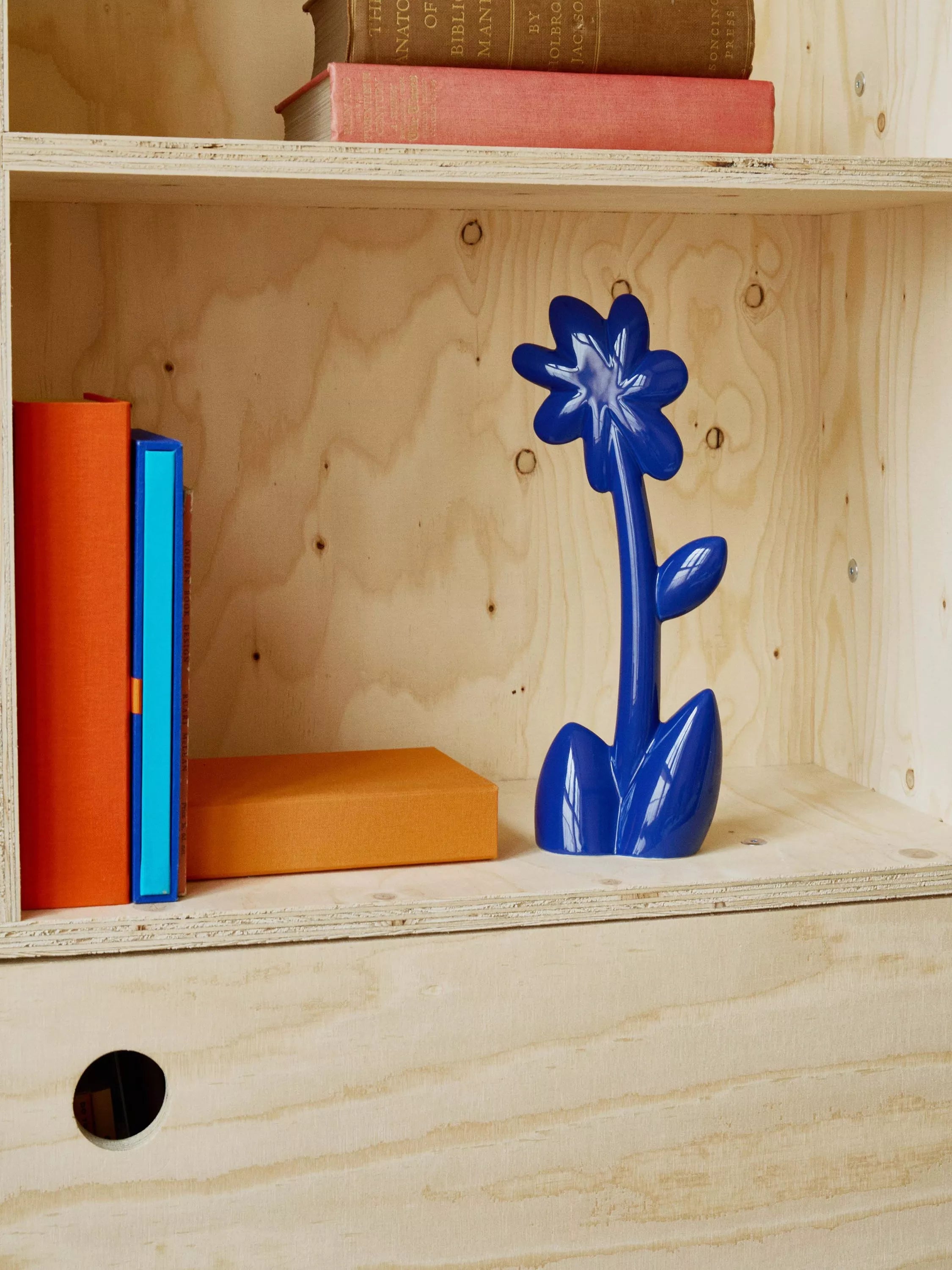 Conran Shop Oddments ceramic flower ornament ink blue, imported from the UK