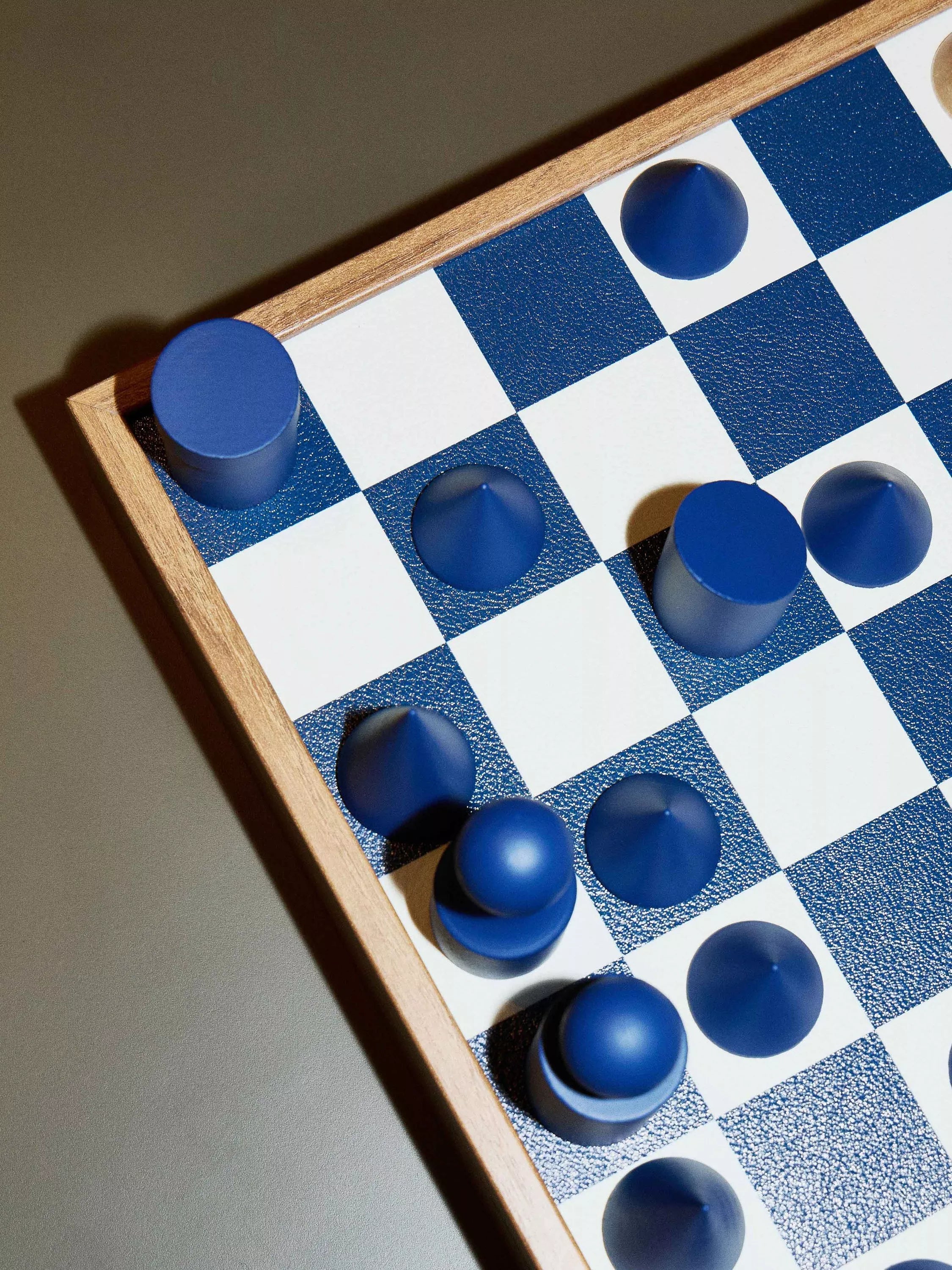 Conran Shop Milos navy wooden chess set, imported from the UK