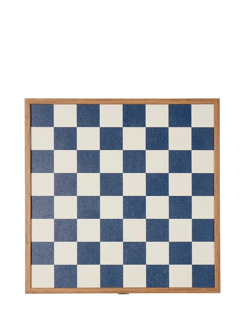 Conran Shop Milos navy wooden chess set, imported from the UK