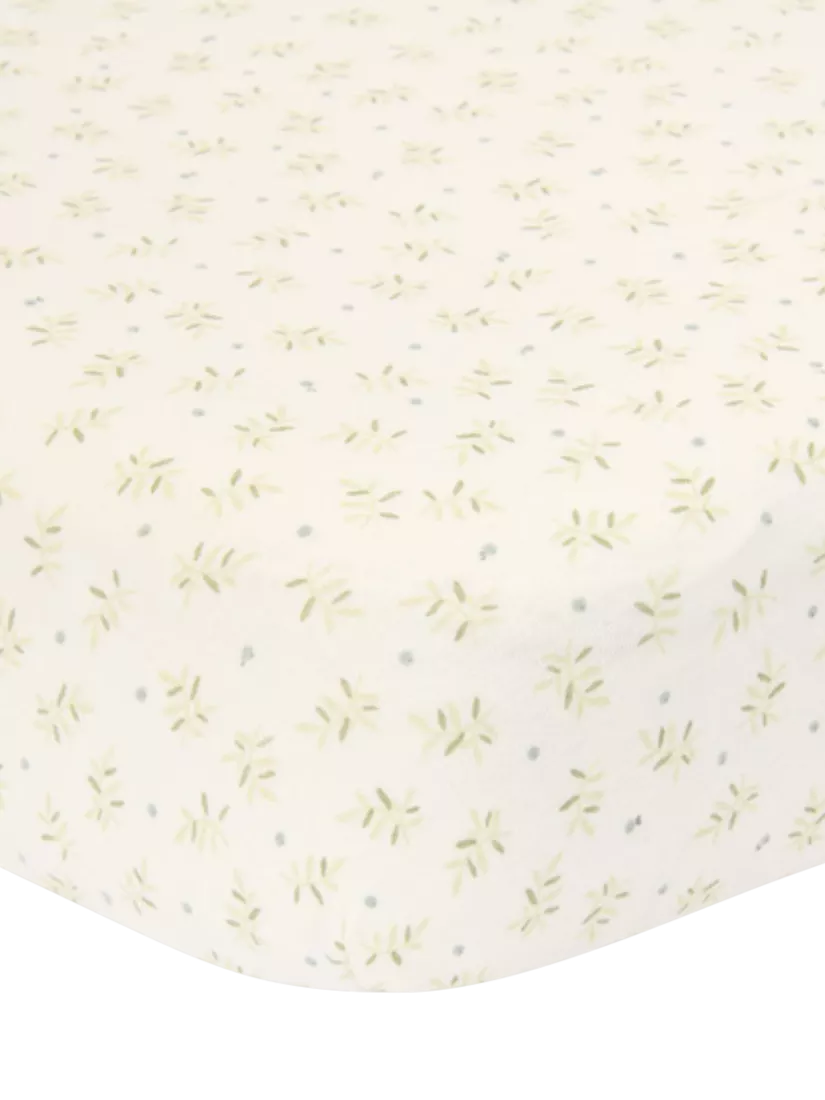 Little Dutch fitted cotbed sheet blueberry leaves 70x150cm - British product