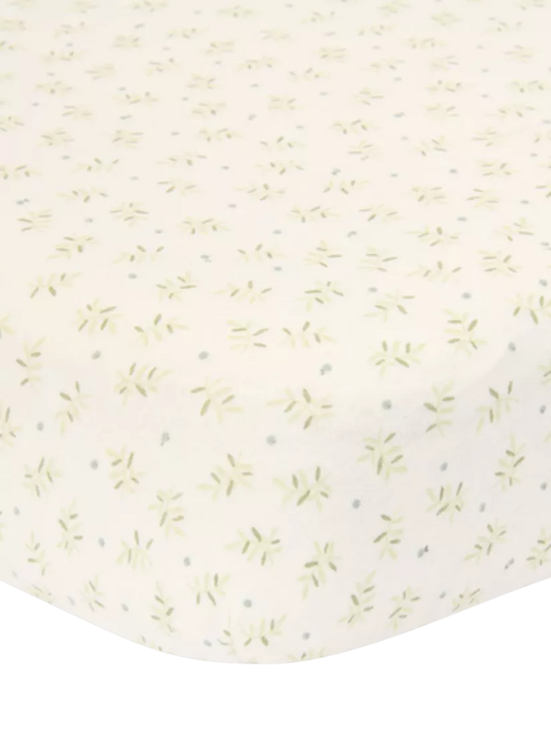 Little Dutch fitted cotbed sheet blueberry leaves 70x150cm - British product