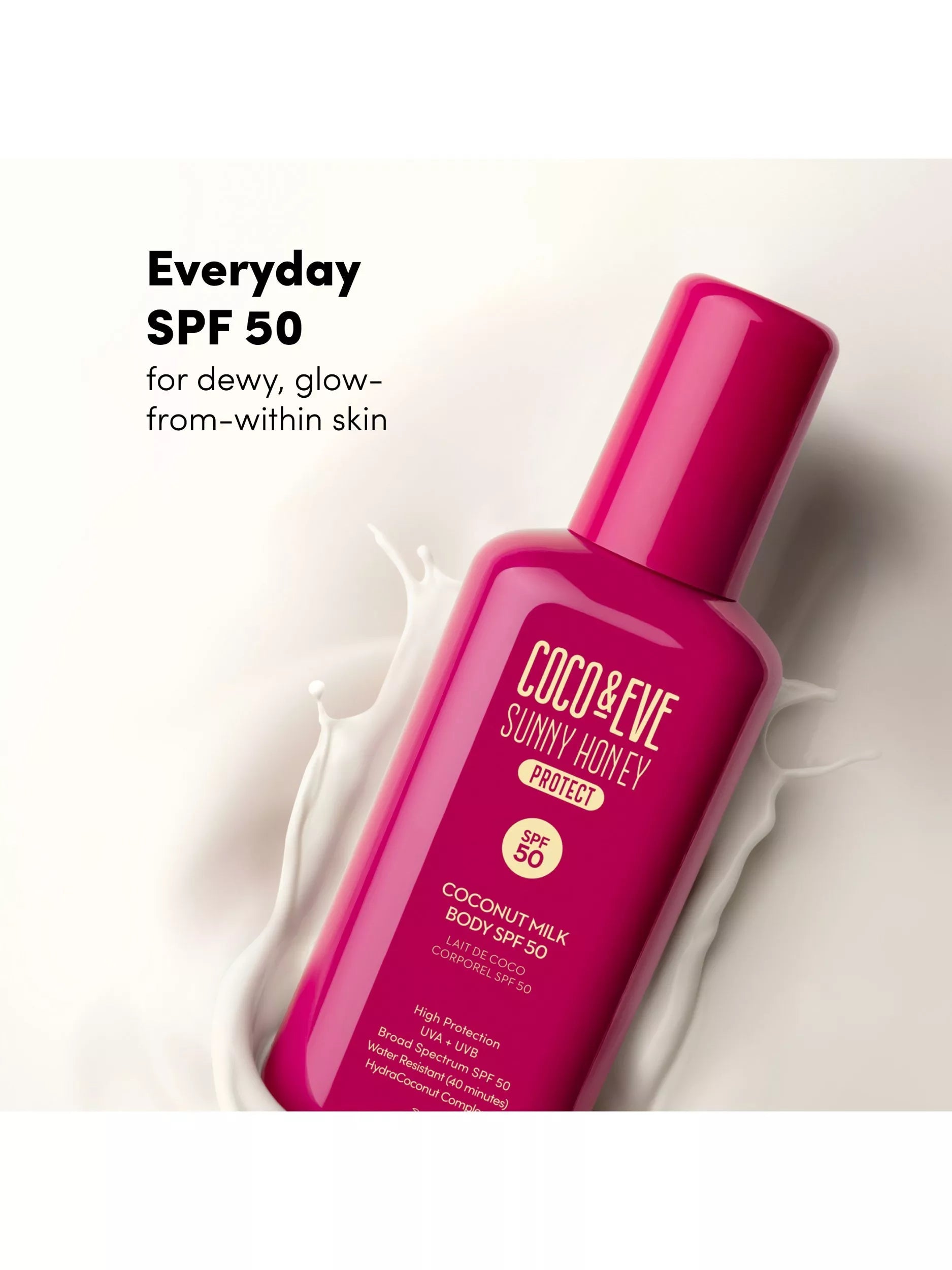 Coco & Eve Body Milk SPF 50 200ml, imported from the UK