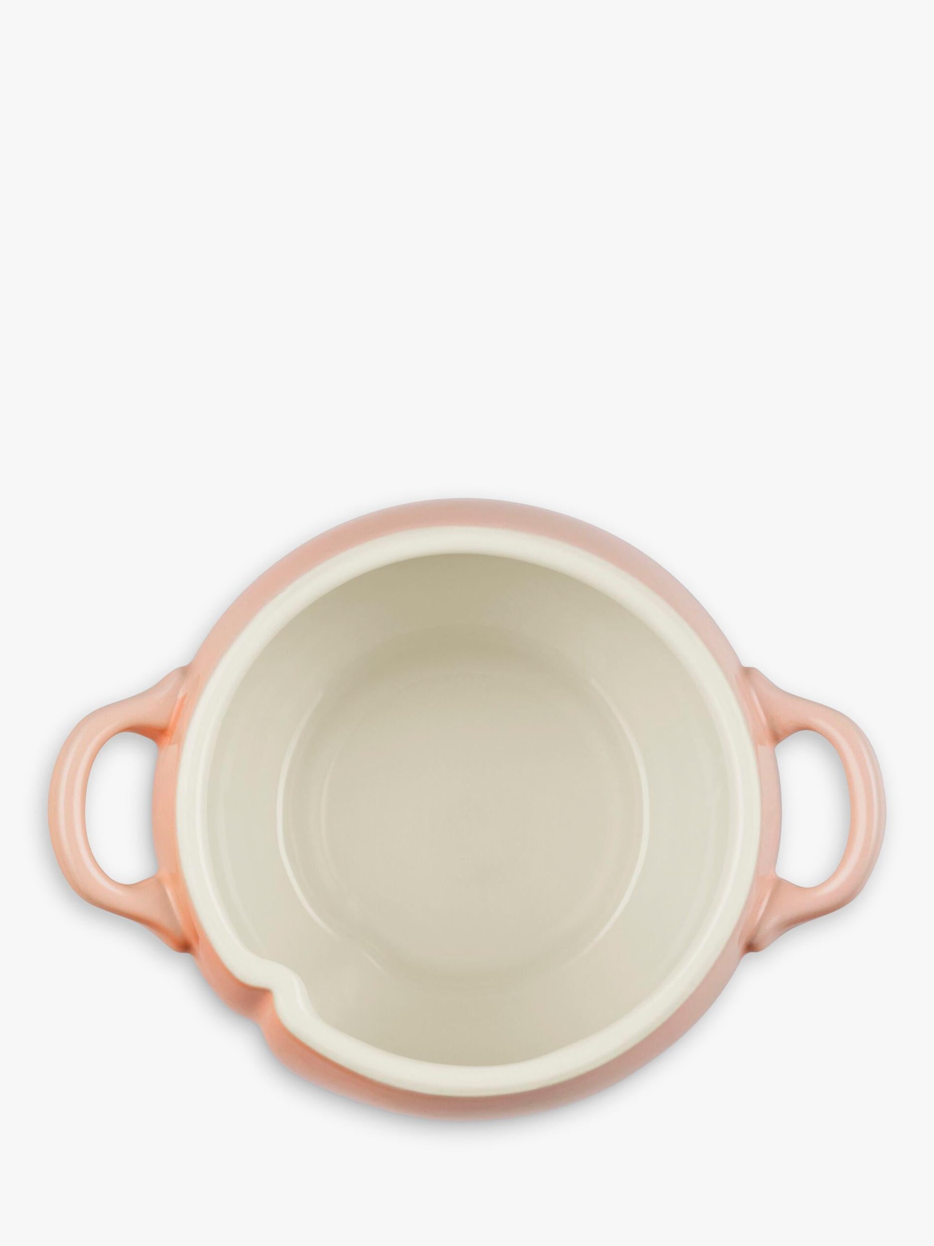 Le Creuset stoneware petite casserole peach 580ml, imported from the UK