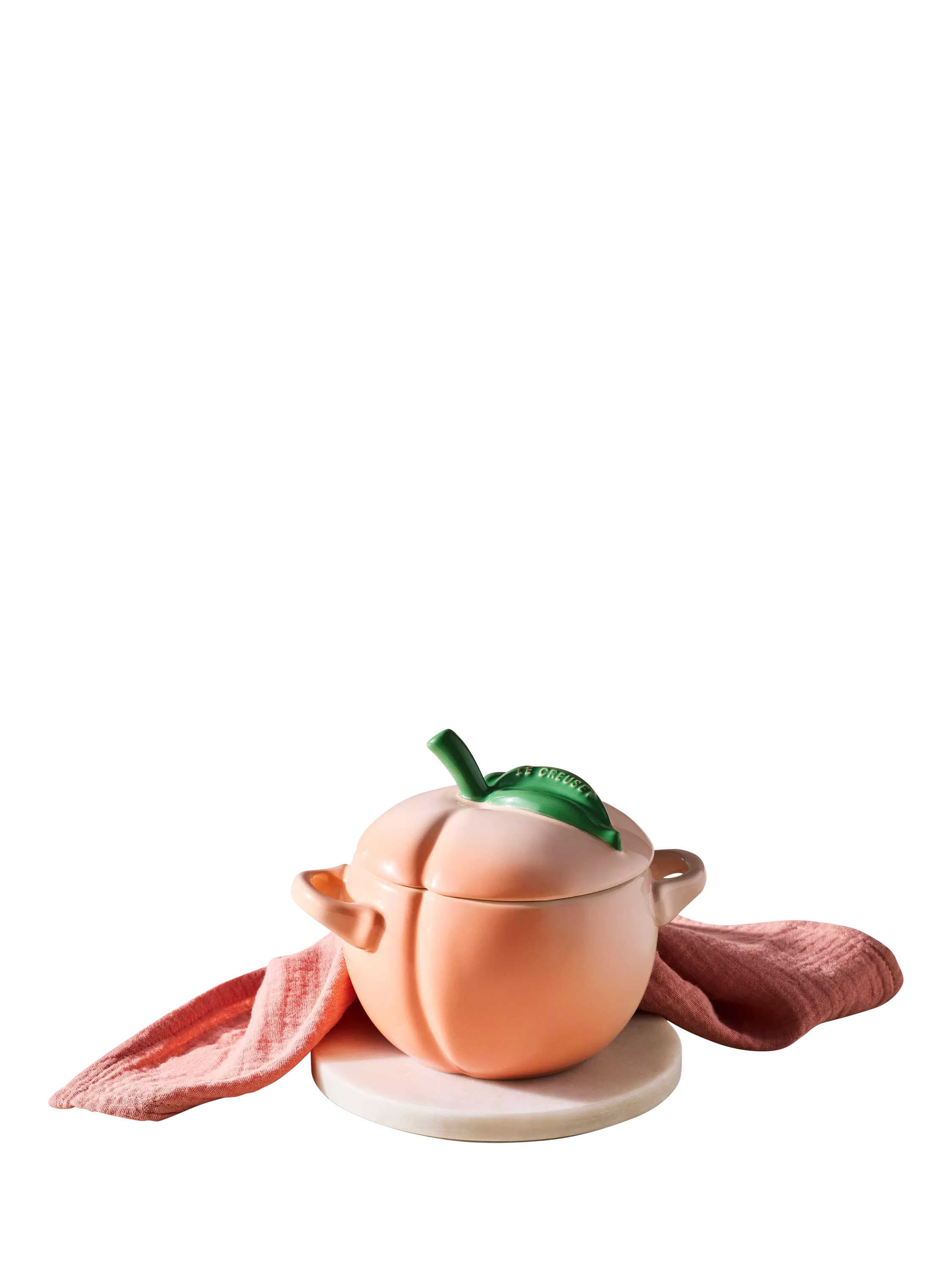 Le Creuset stoneware petite casserole peach 580ml, imported from the UK