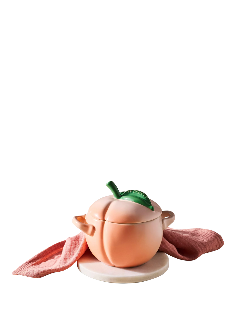 Le Creuset stoneware petite casserole peach 580ml, imported from the UK