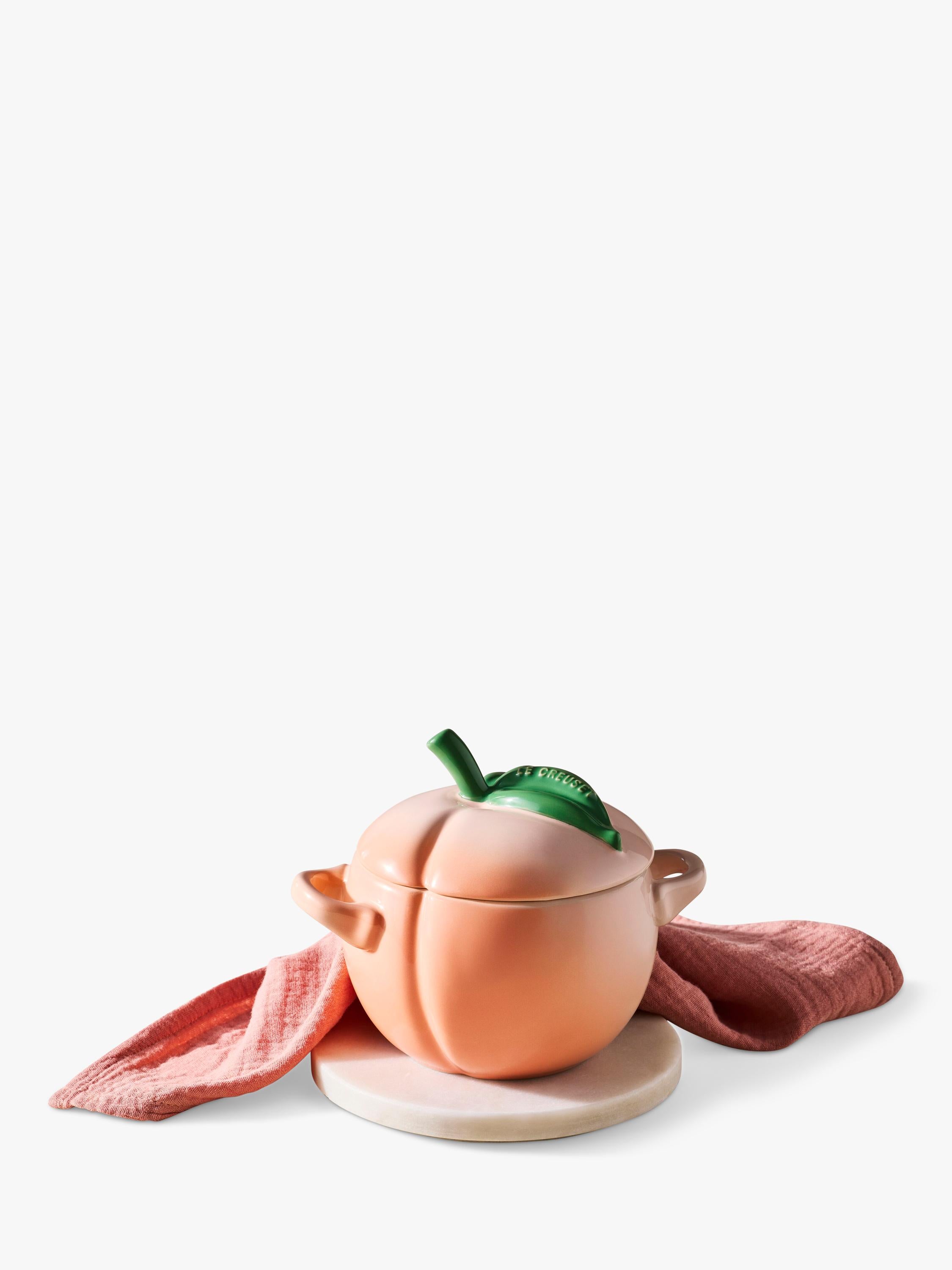 Le Creuset stoneware petite casserole peach 580ml, imported from the UK