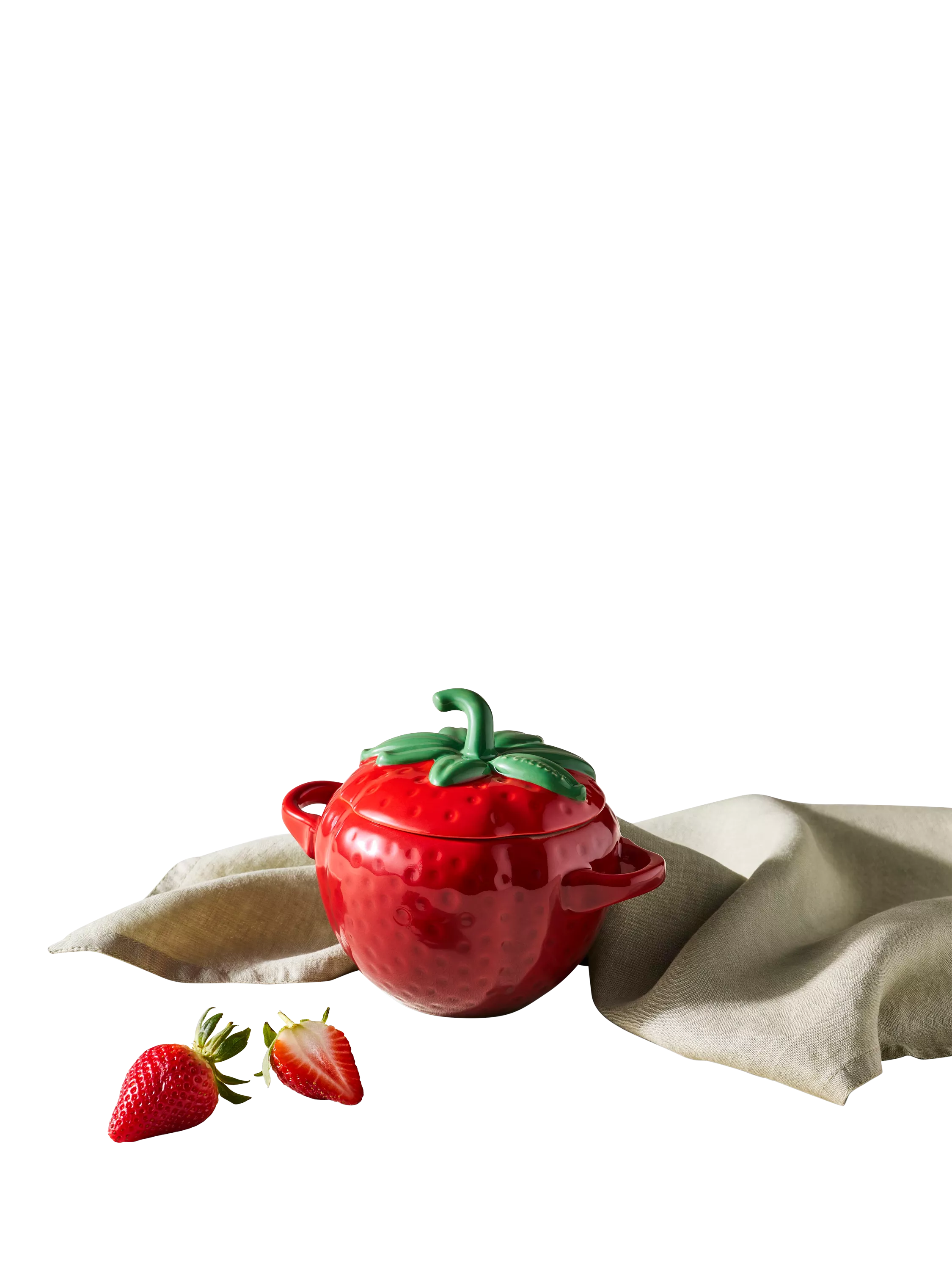 Le Creuset stoneware strawberry petite casserole Cerise (British brand)