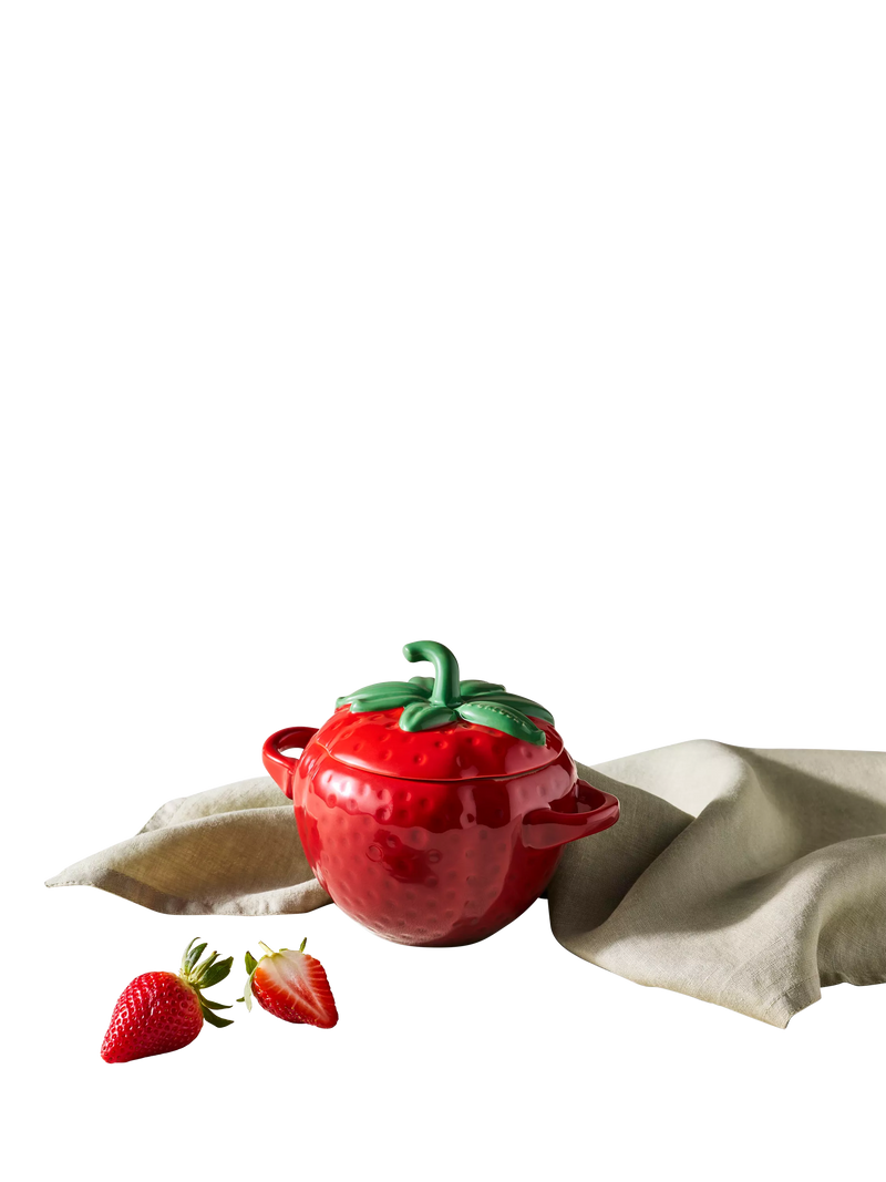 Le Creuset stoneware strawberry petite casserole Cerise (British brand)