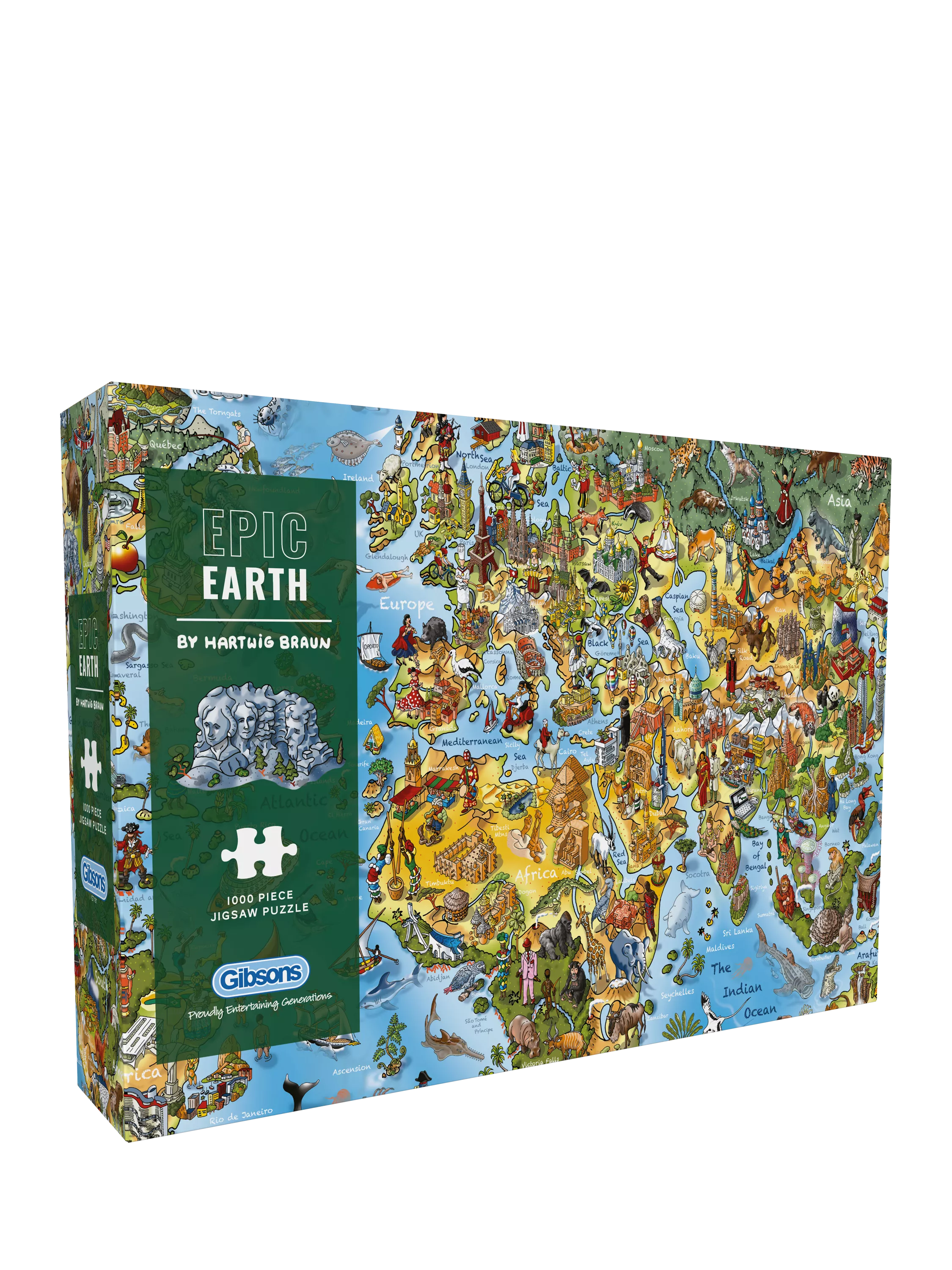Gibsons Epic Earth animal map jigsaw puzzle 1000 pieces (British brand)