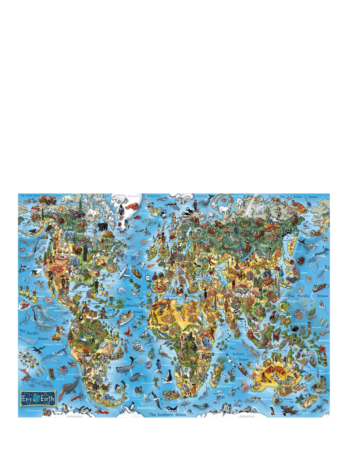 Gibsons Epic Earth animal map jigsaw puzzle 1000 pieces (British brand)
