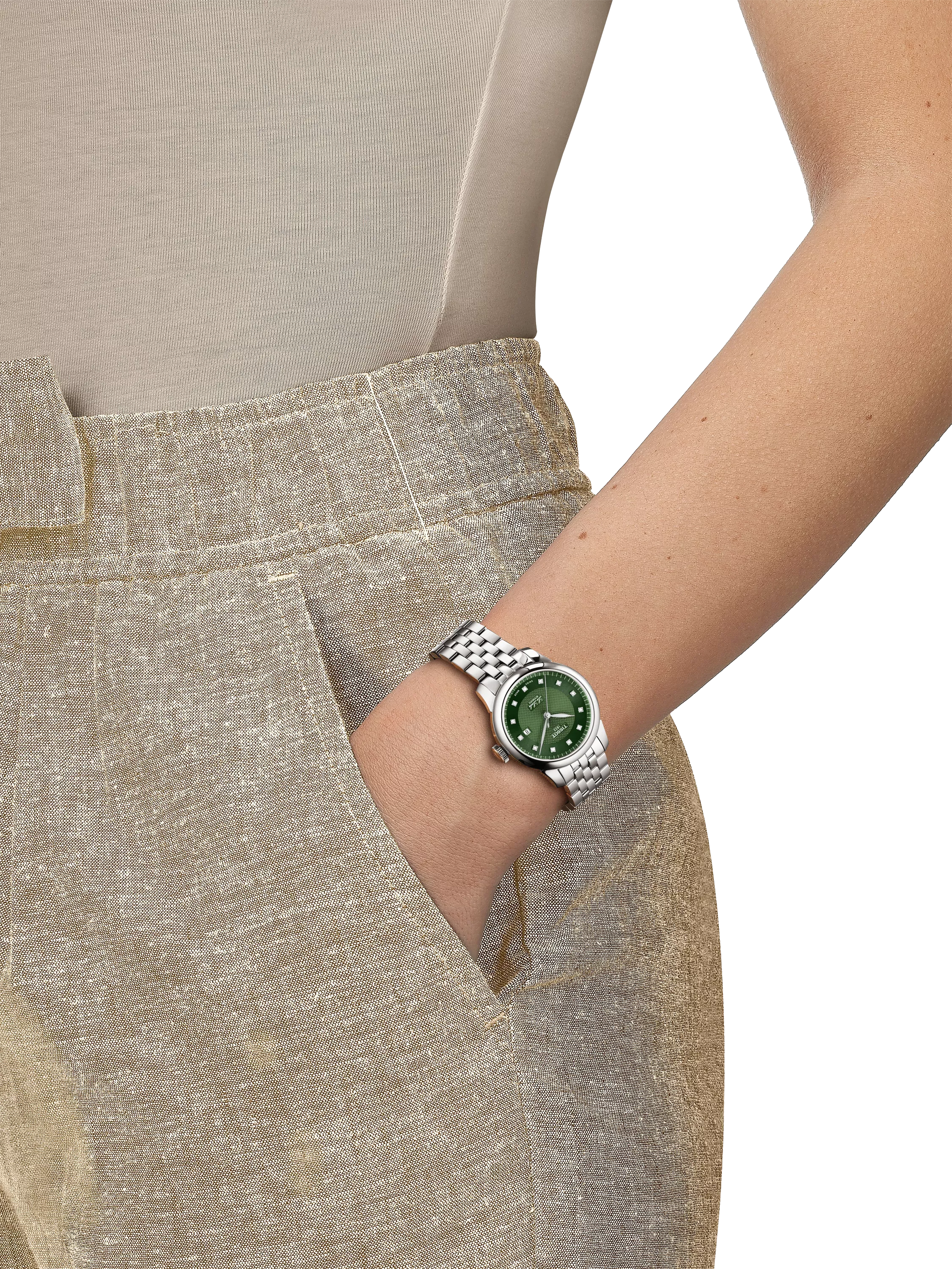Tissot Le Locle automatic watch green dial diamonds (British brand)