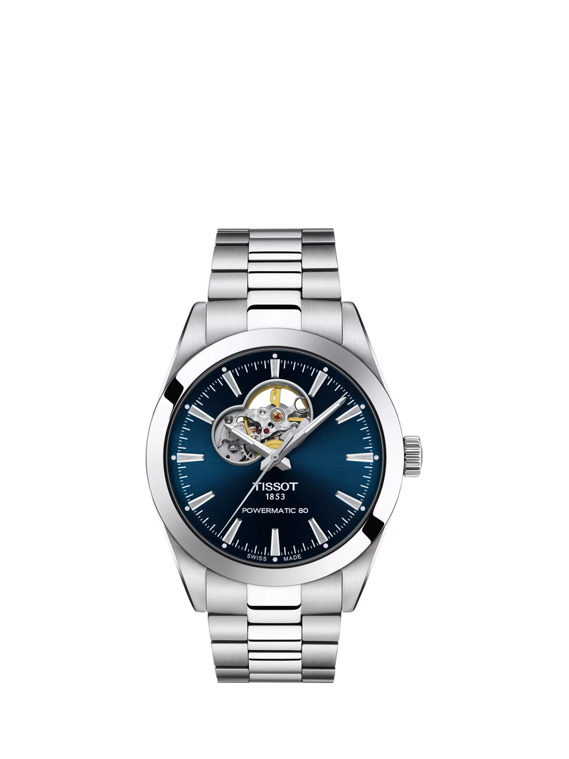Tissot Powermatic Open Heart watch blue dial bracelet - British product