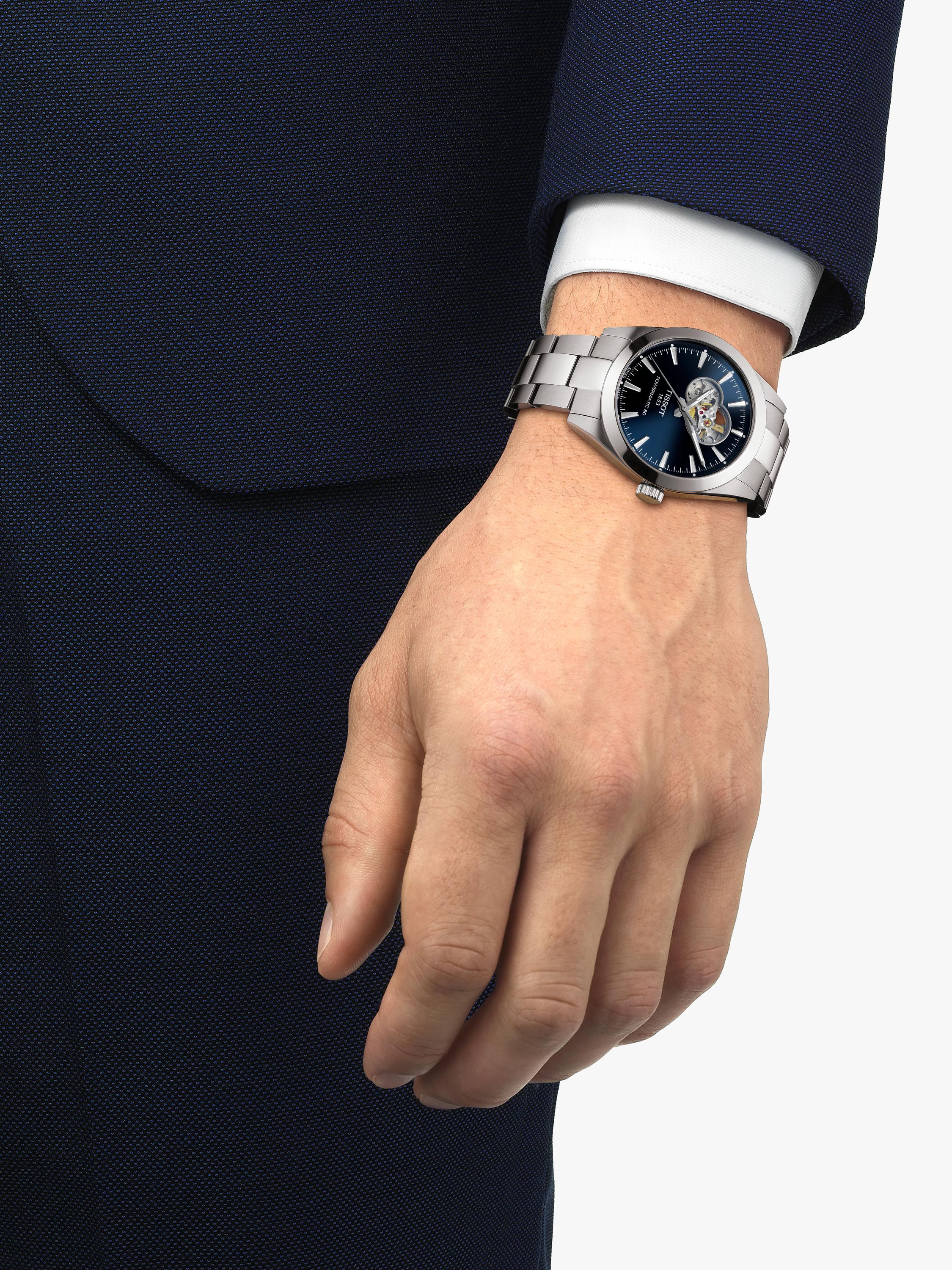 Tissot Powermatic Open Heart watch blue dial bracelet - British product