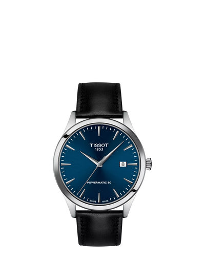 John Lewis Tissot Classic Dream Automatic Date Leather Strap Watch, Blue/Black- Buy online at McGrocer
