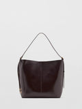 Mango Antonia shoulder bag dark brown with gold-tone hardware, UK version