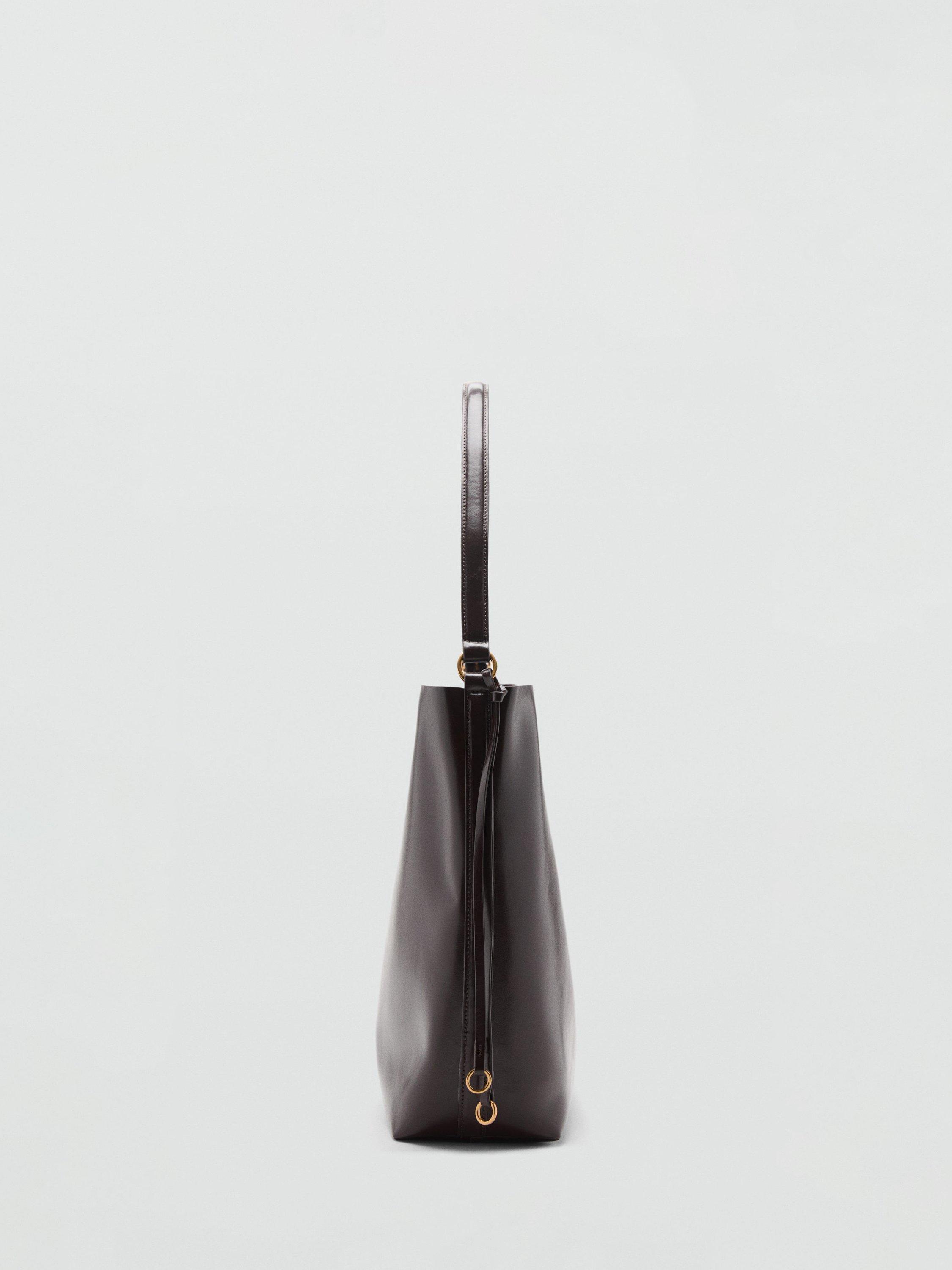 Mango Antonia shoulder bag dark brown with gold-tone hardware, UK version